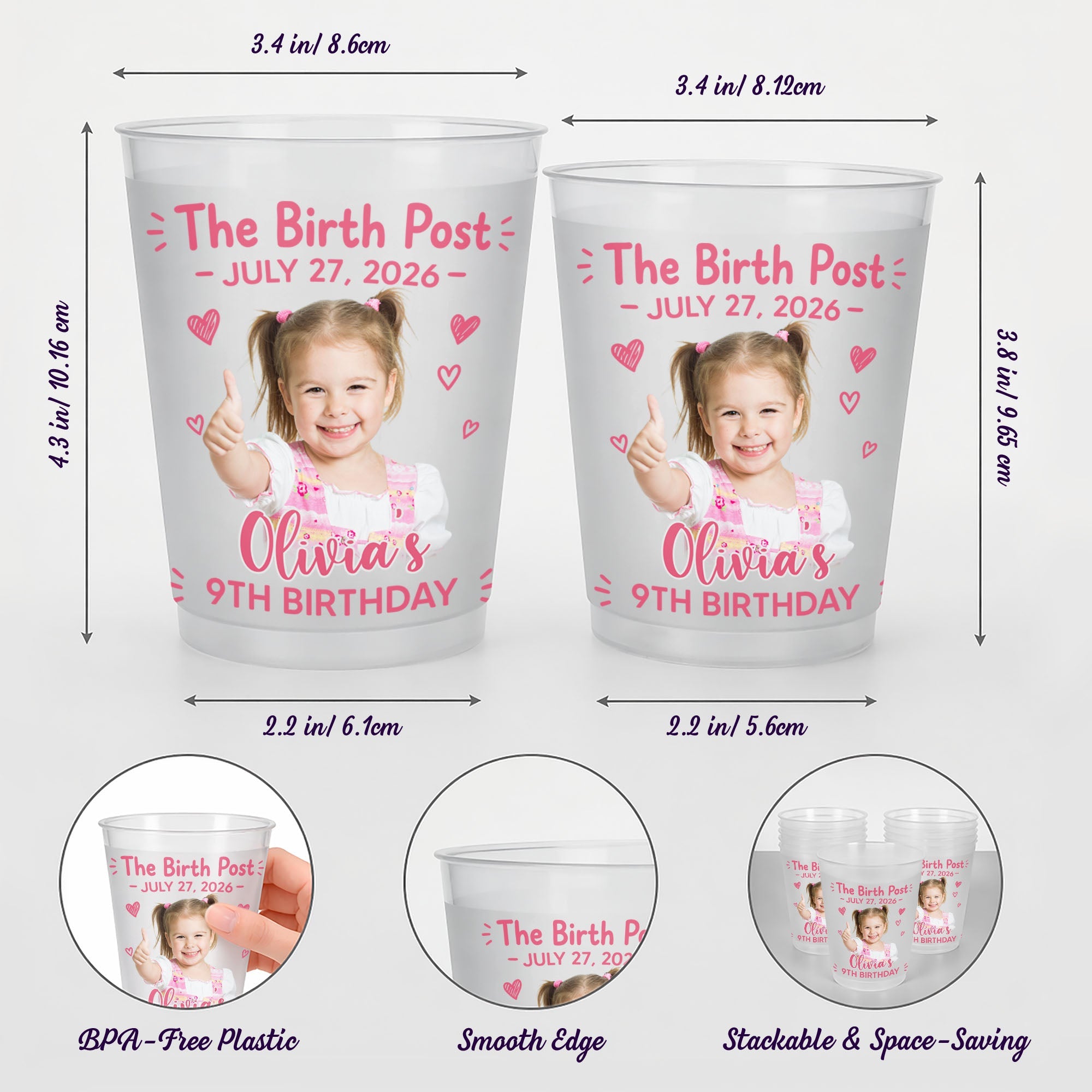 Personalized Frosted Cups Custom Photo Gift for Birthday Frosted Cups GradoCreations