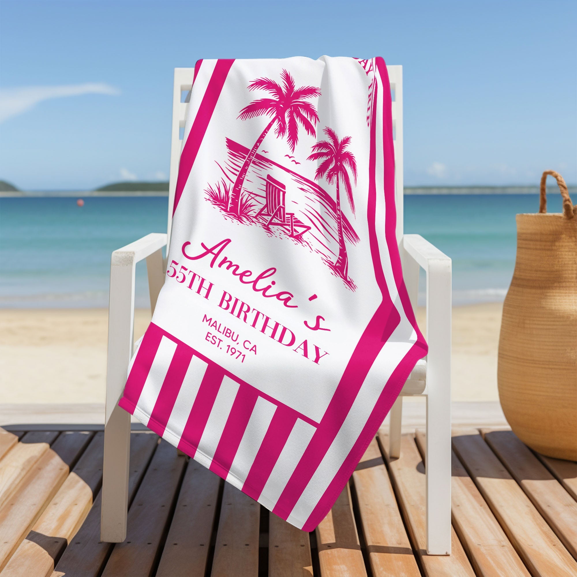 Personalized Beach Towel Custom Name Gift for Best Friends Beach Towels GradoCreations