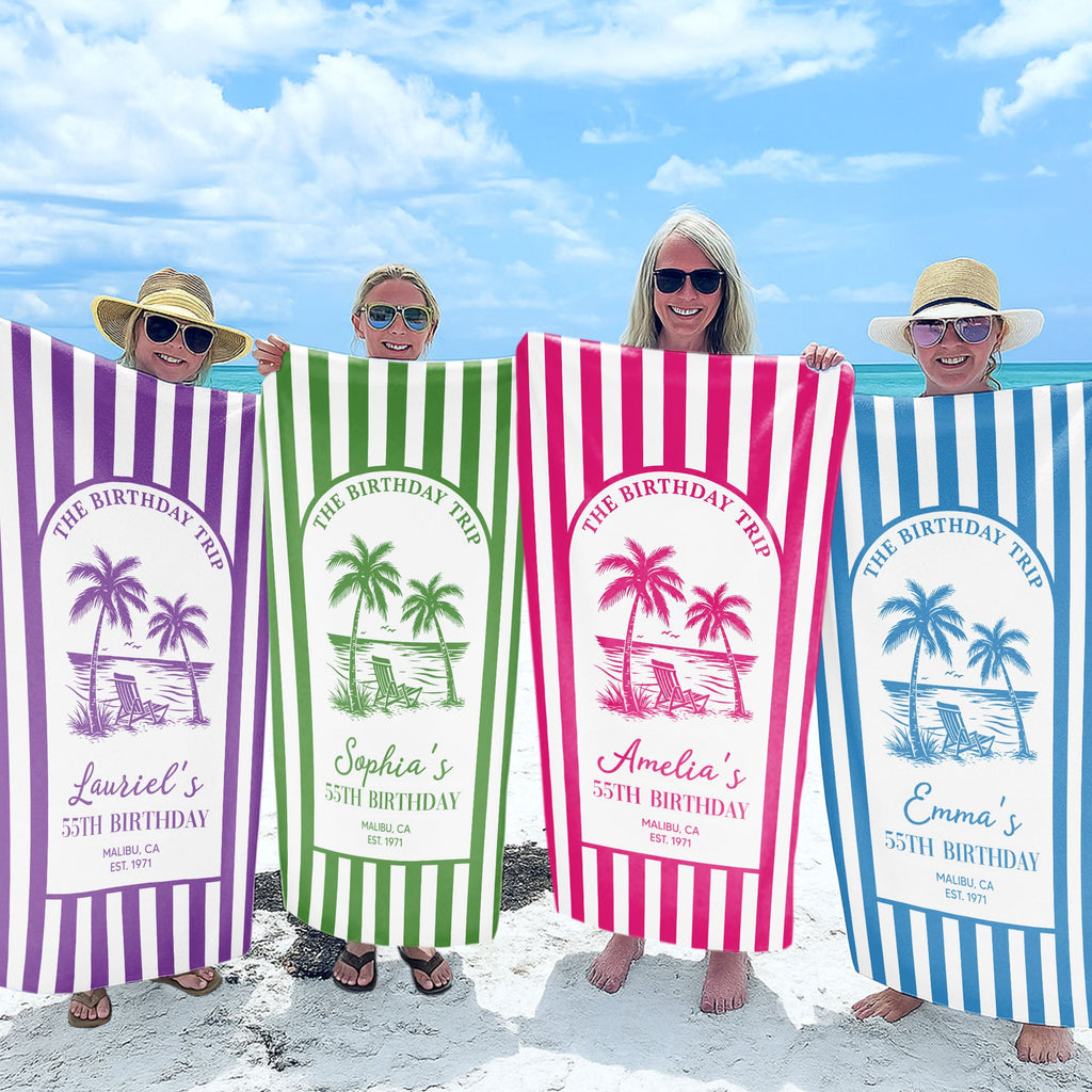 Personalized Beach Towel Custom Name Gift for Best Friends Beach Towels GradoCreations