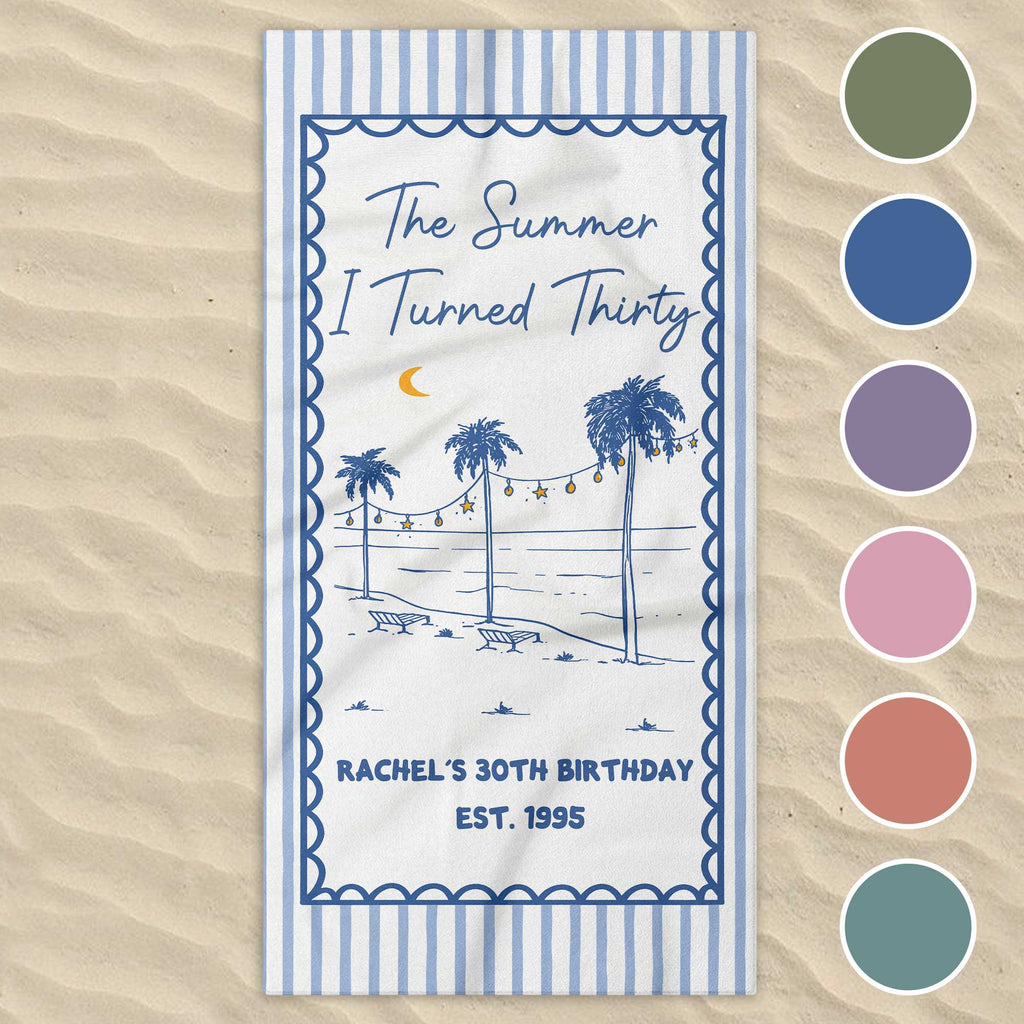 Personalized Beach Towel Custom Name Gift for Birthday Beach Towels GradoCreations