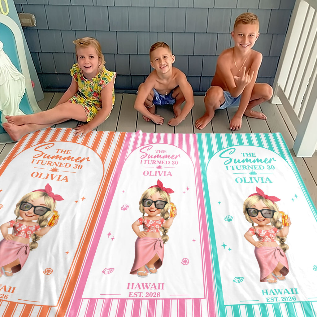 Personalized Microfiber Beach Towel Custom Name Gift for Her