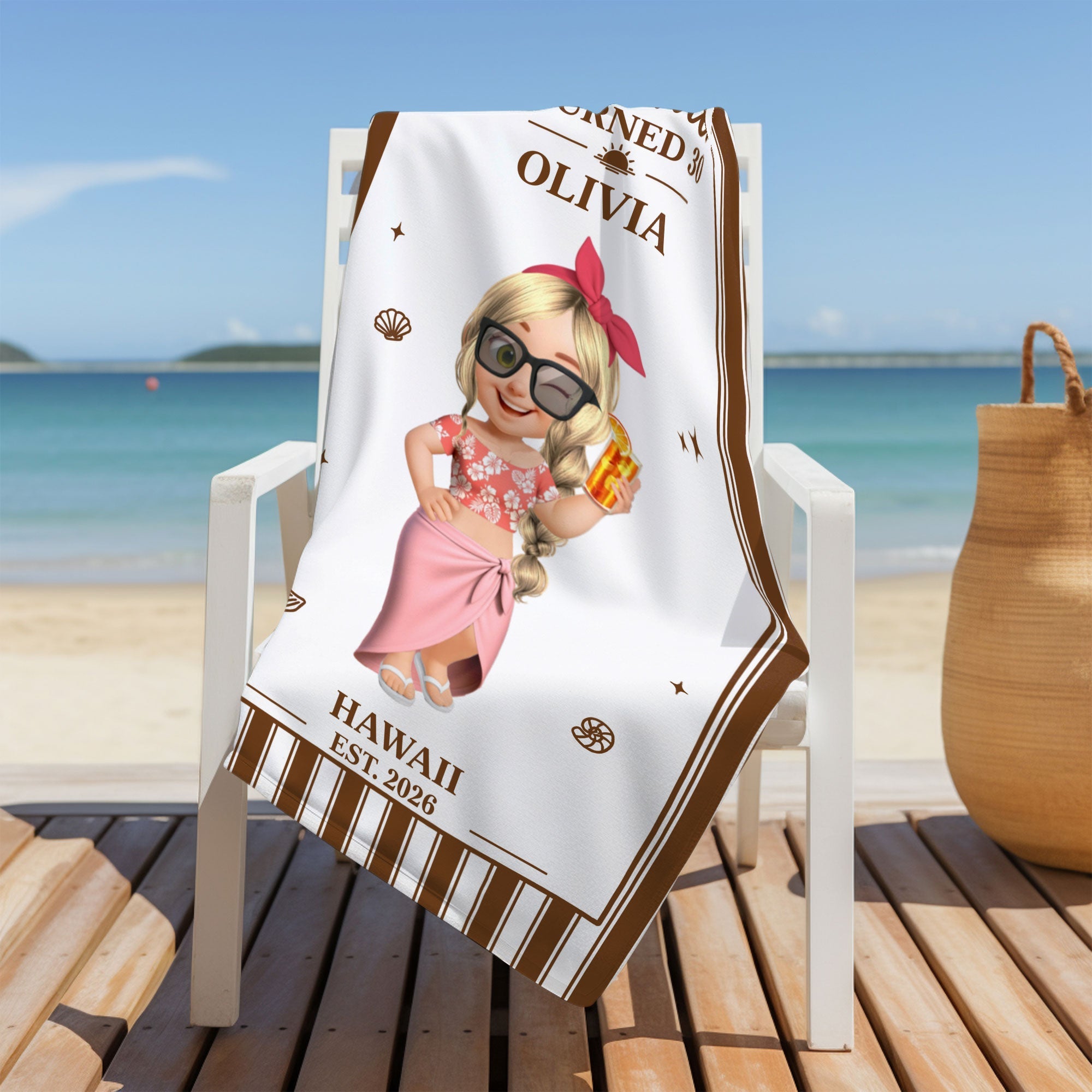 Personalized Microfiber Beach Towel Custom Name Gift for Her