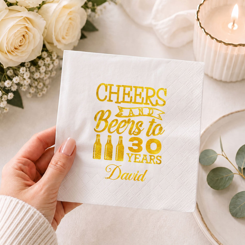 Personalized Cocktail Napkins Custom Beer Theme Birthday Gift Cocktail Napkins GradoCreations