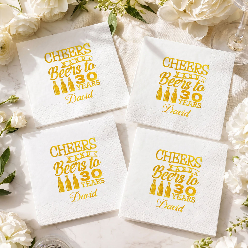 Personalized Cocktail Napkins Custom Beer Theme Birthday Gift Cocktail Napkins GradoCreations