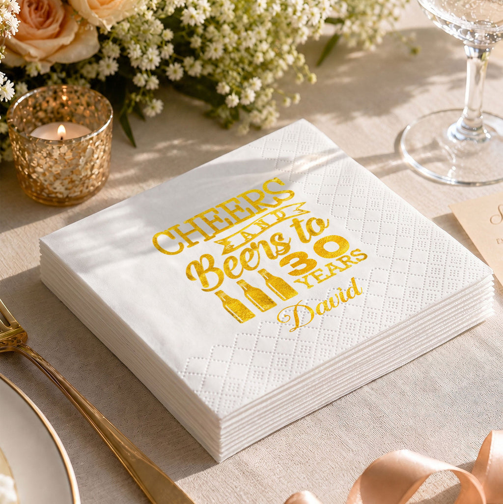 Personalized Cocktail Napkins Custom Beer Theme Birthday Gift Cocktail Napkins GradoCreations