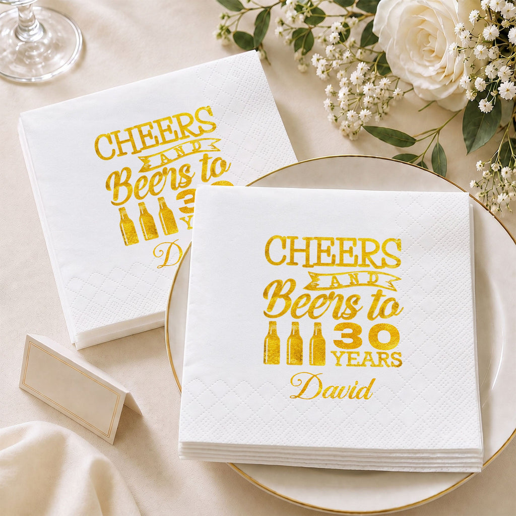Personalized Cocktail Napkins Custom Beer Theme Birthday Gift Cocktail Napkins GradoCreations