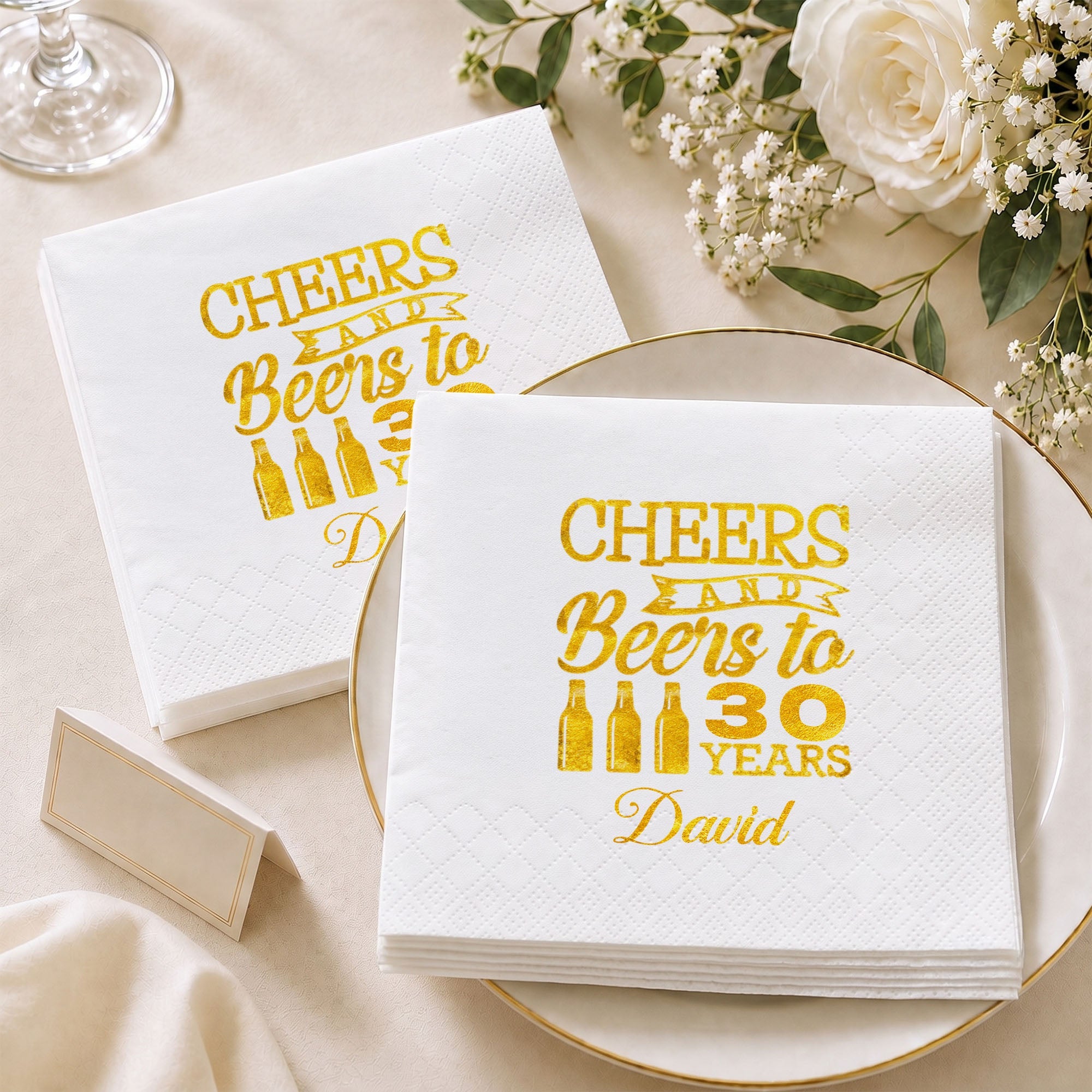Personalized Cocktail Napkins Custom Beer Theme Birthday Gift Cocktail Napkins GradoCreations