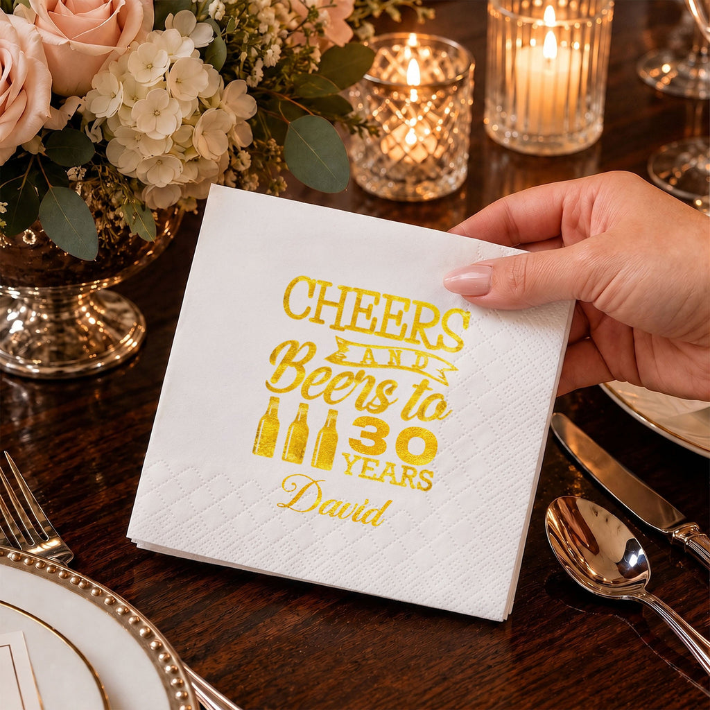 Personalized Cocktail Napkins Custom Beer Theme Birthday Gift Cocktail Napkins GradoCreations