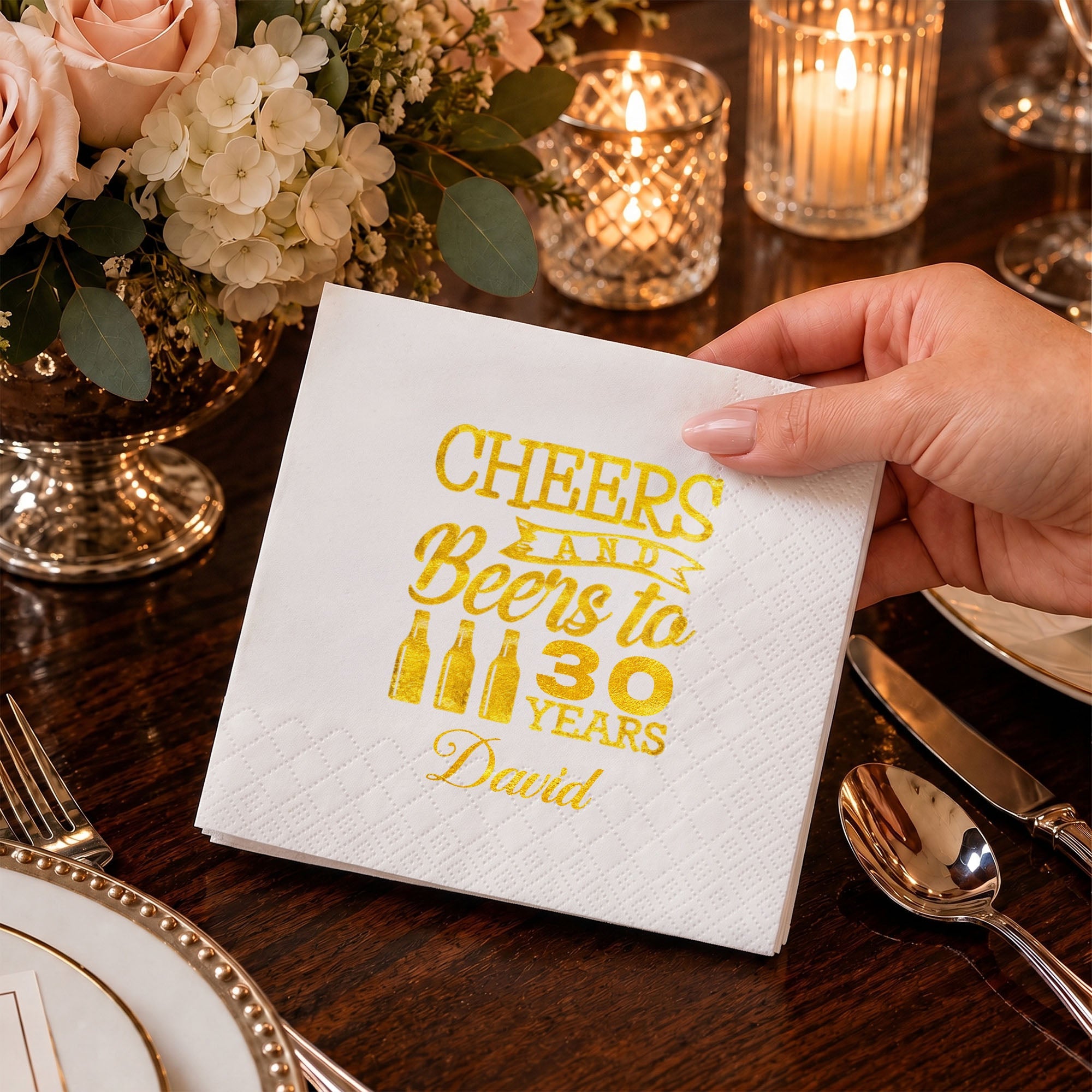 Personalized Cocktail Napkins Custom Beer Theme Birthday Gift Cocktail Napkins GradoCreations