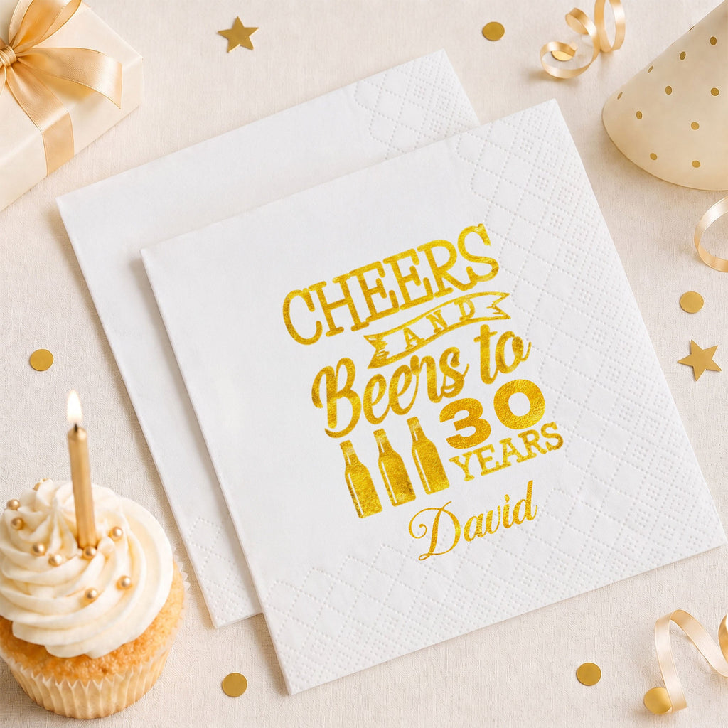 Personalized Cocktail Napkins Custom Beer Theme Birthday Gift Cocktail Napkins GradoCreations