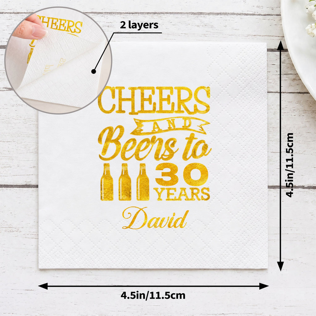 Personalized Cocktail Napkins Custom Beer Theme Birthday Gift Cocktail Napkins GradoCreations