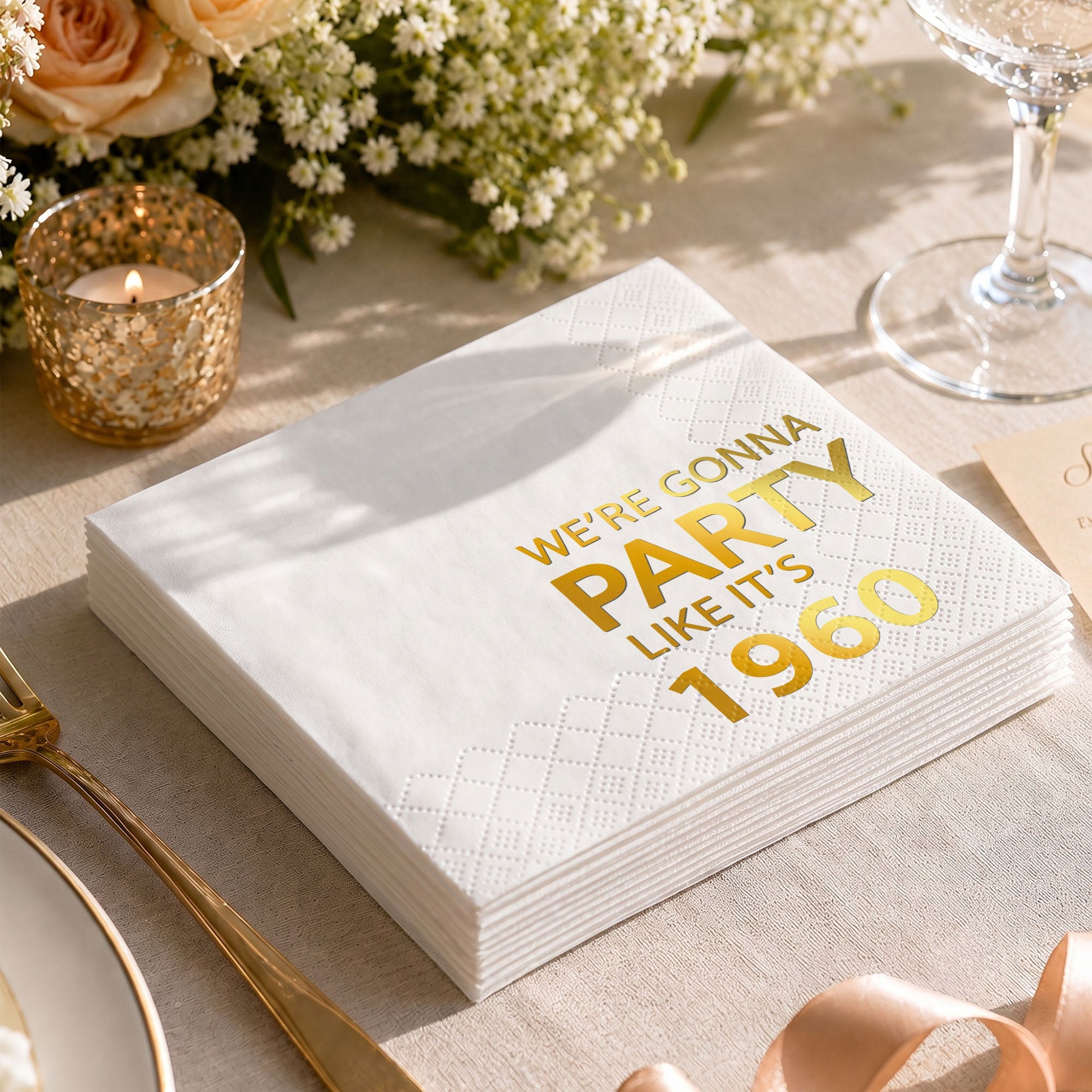 Personalized Gold Foil Cocktail Napkins Custom Year Gift Cocktail Napkins GradoCreations
