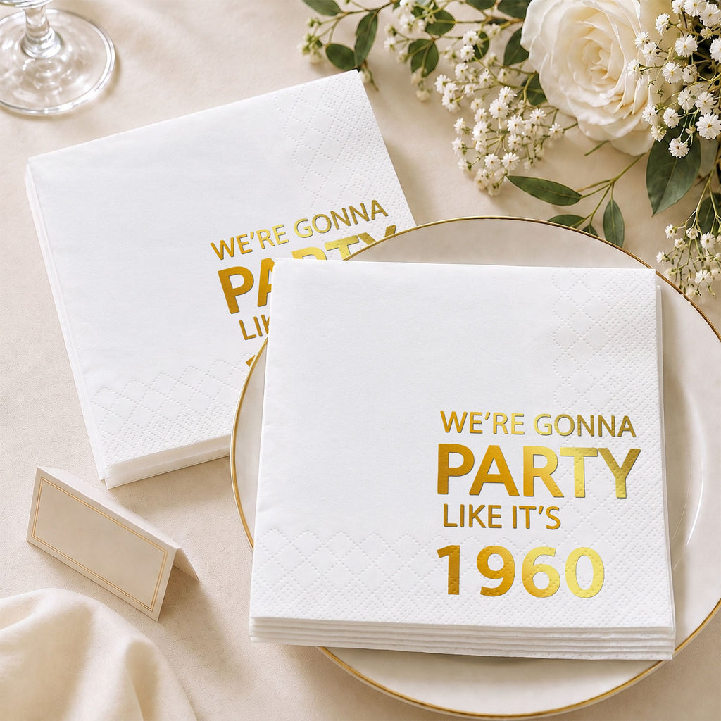 Personalized Gold Foil Cocktail Napkins Custom Year Gift Cocktail Napkins GradoCreations