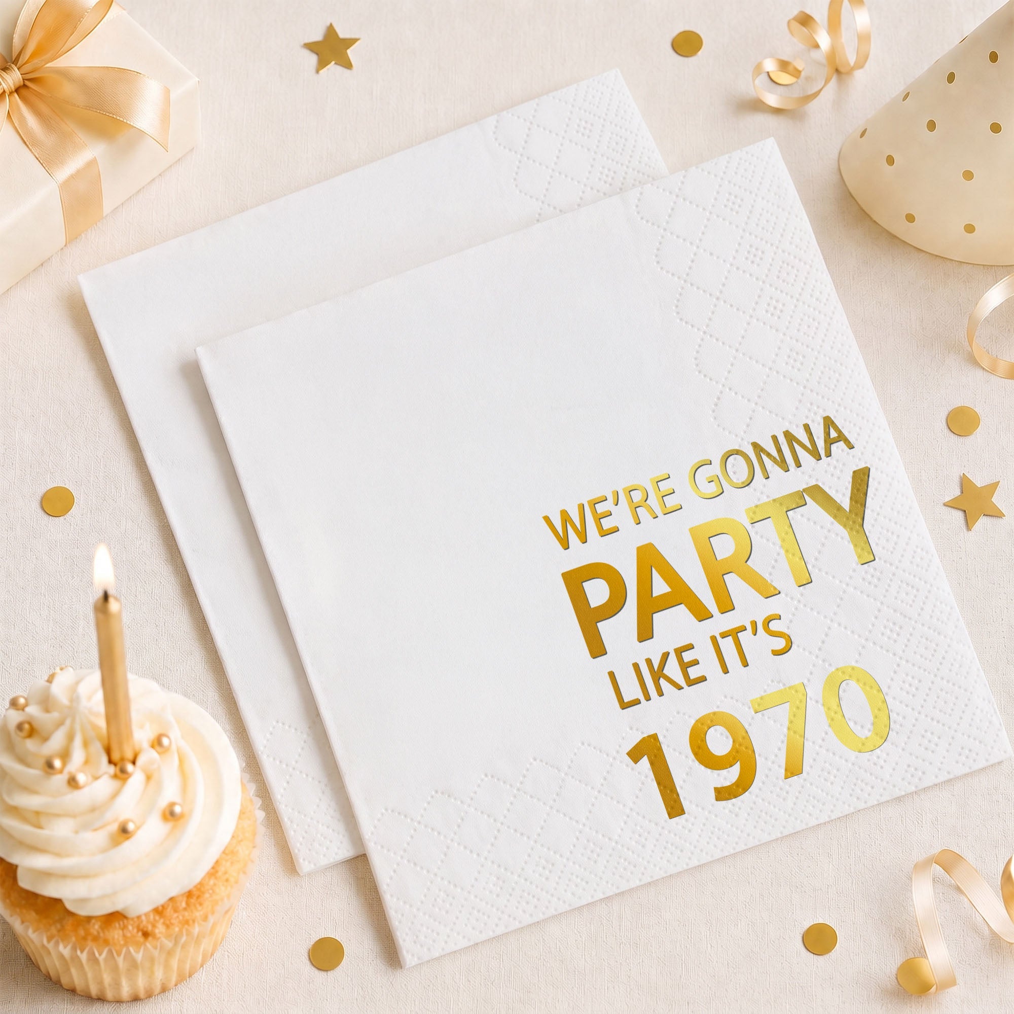 Personalized Gold Foil Cocktail Napkins Custom Year Gift Cocktail Napkins GradoCreations