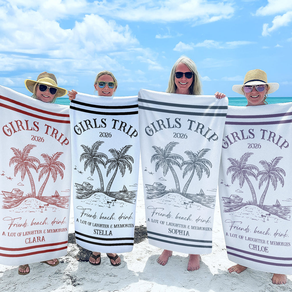 Personalized Microfiber Beach Towel Custom Name Friends Gift Beach Towels GradoCreations