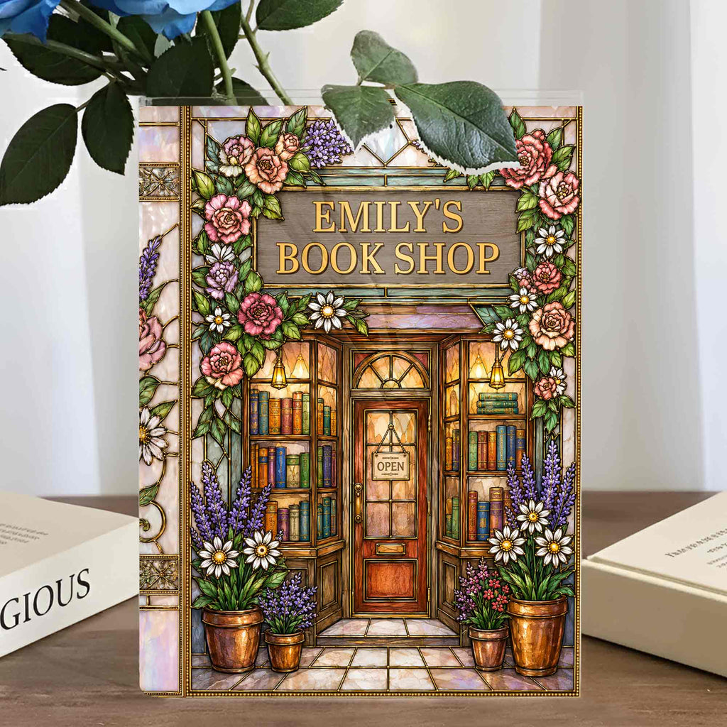 Personalized Acrylic Book Vase Custom Name Gift for Book Lovers Acrylic Book Vase GradoCreations