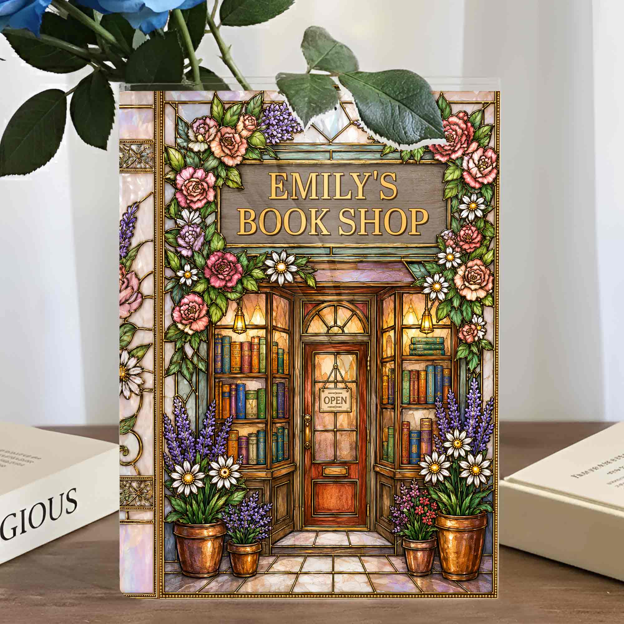 Personalized Acrylic Book Vase Custom Name Gift for Book Lovers Acrylic Book Vase GradoCreations