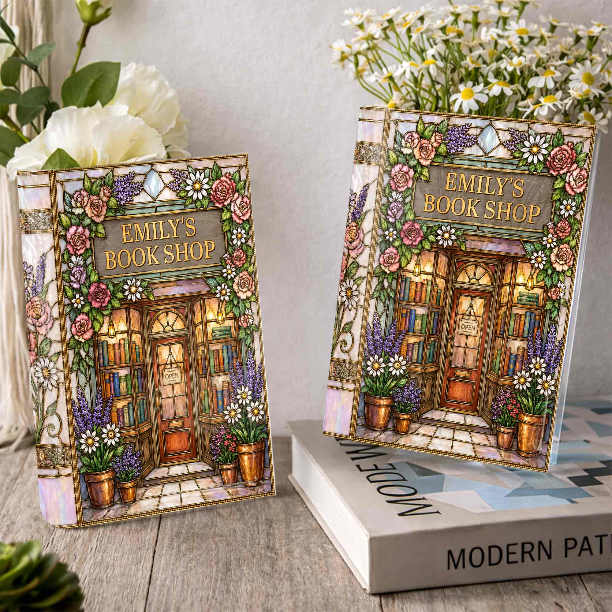 Personalized Acrylic Book Vase Custom Name Gift for Book Lovers Acrylic Book Vase GradoCreations