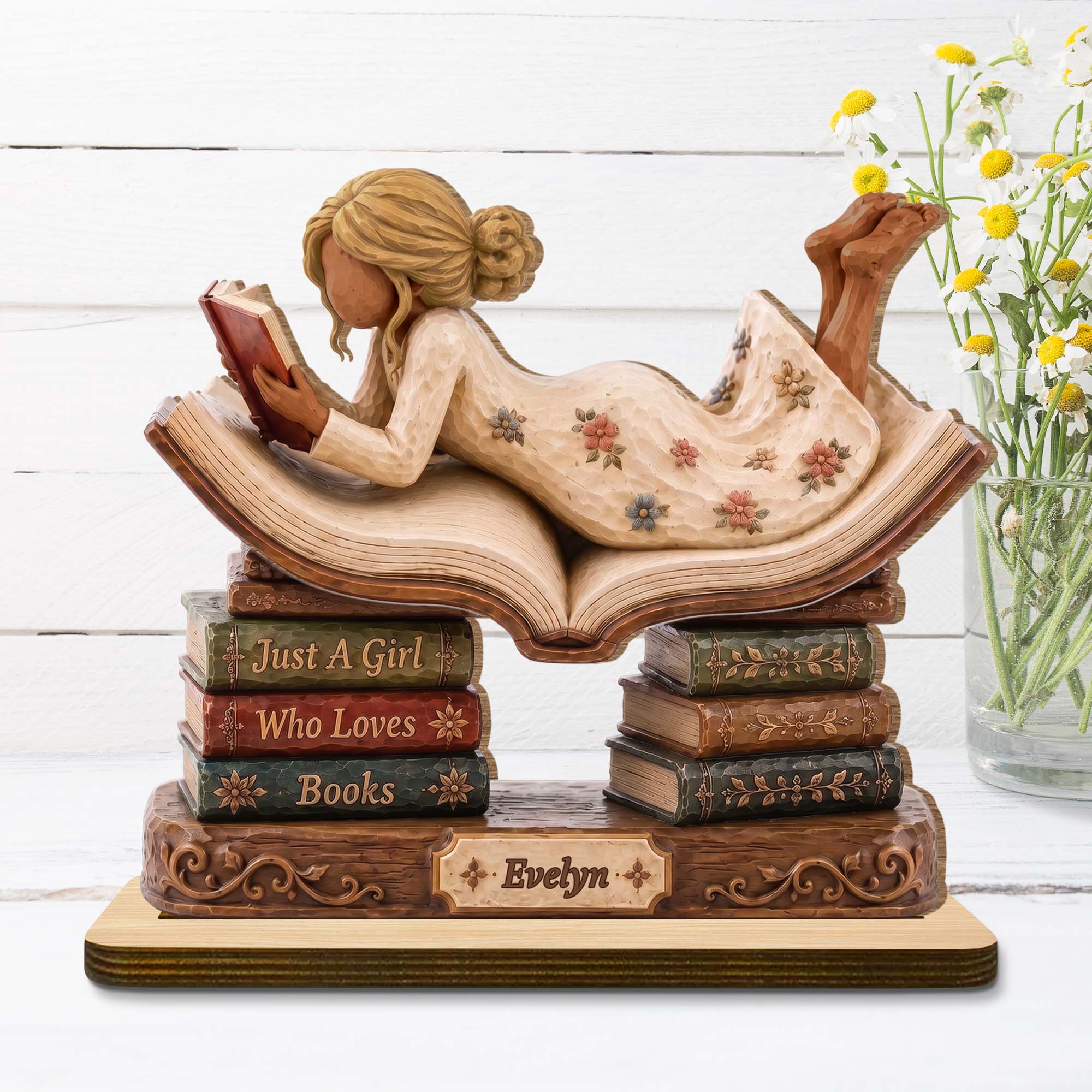 Personalized 2-Layer Wood Plaque Custom Name Gift for Book Lovers Wood Plaque GradoCreations