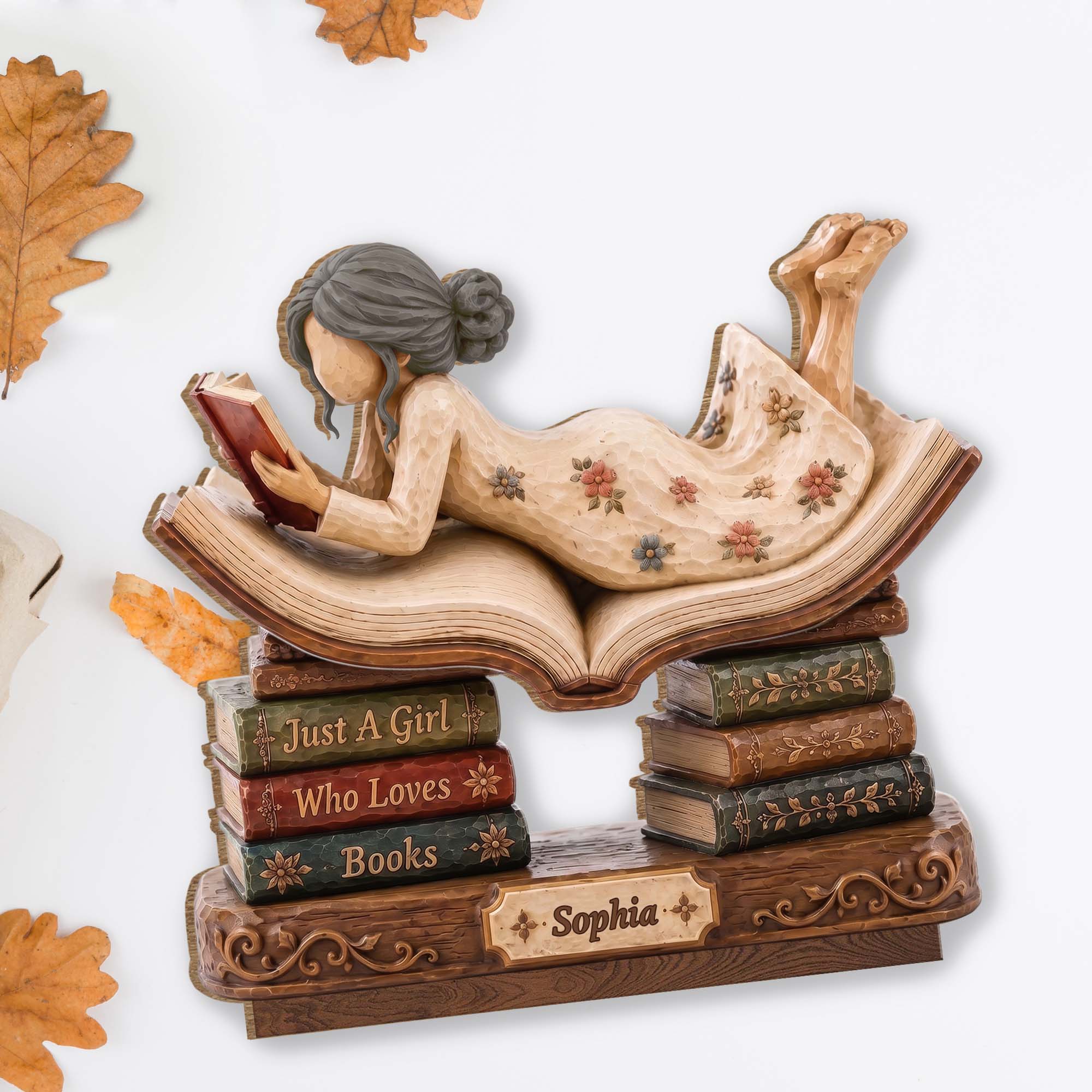 Personalized 2-Layer Wood Plaque Custom Name Gift for Book Lovers Wood Plaque GradoCreations