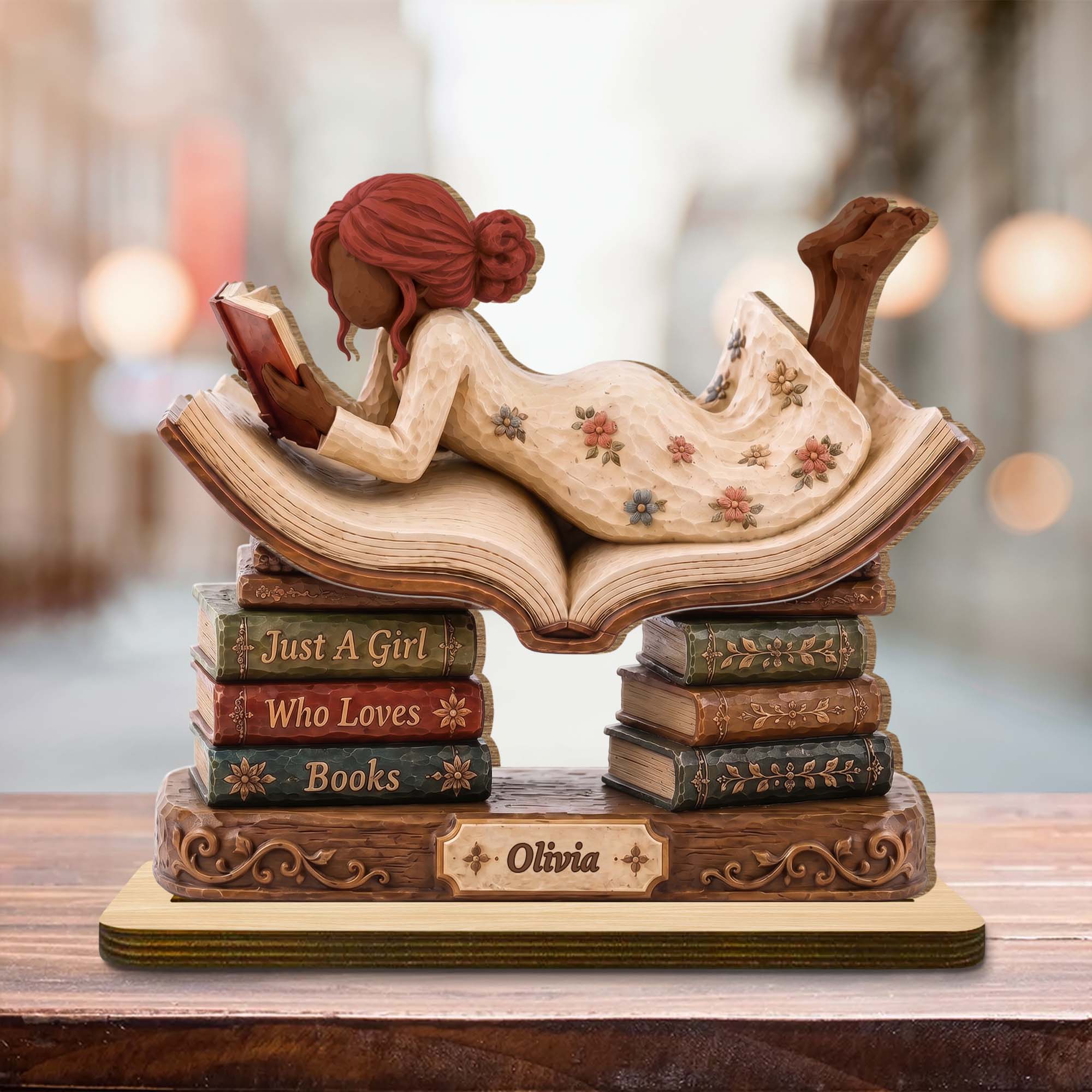 Personalized 2-Layer Wood Plaque Custom Name Gift for Book Lovers Wood Plaque GradoCreations