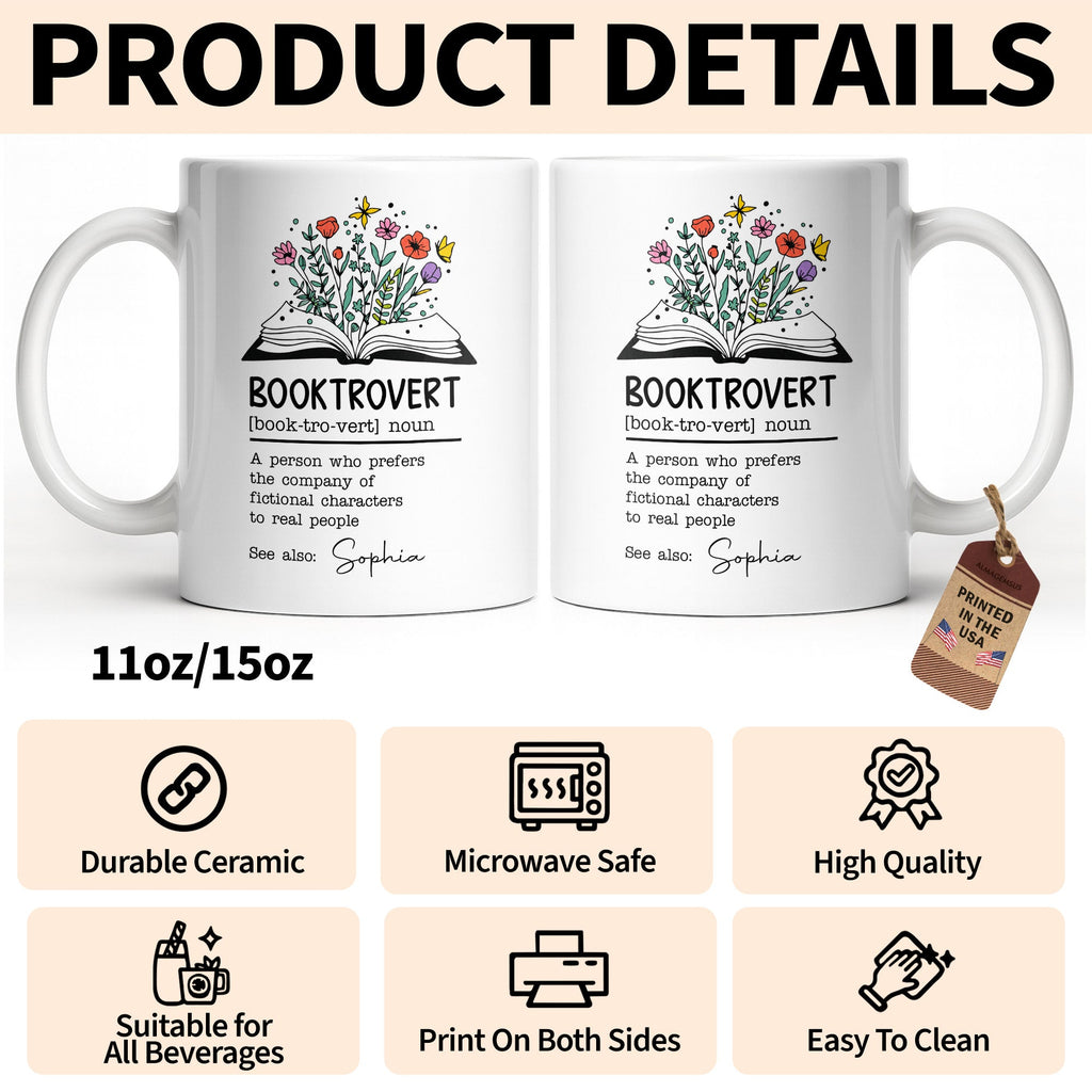 Personalized Book Lover Coffee Mug Custom Name Gift Idea Edge-to-edge Mug GradoCreations