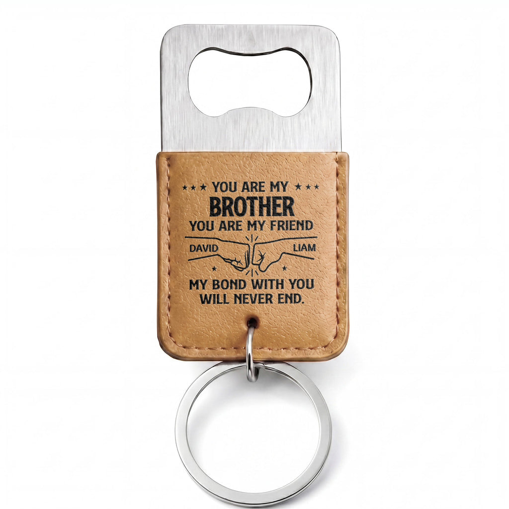 Personalized Leather Bottle Opener Keychain Custom Name Gift for Brother Leather Bottle Opener Keychain GradoCreations
