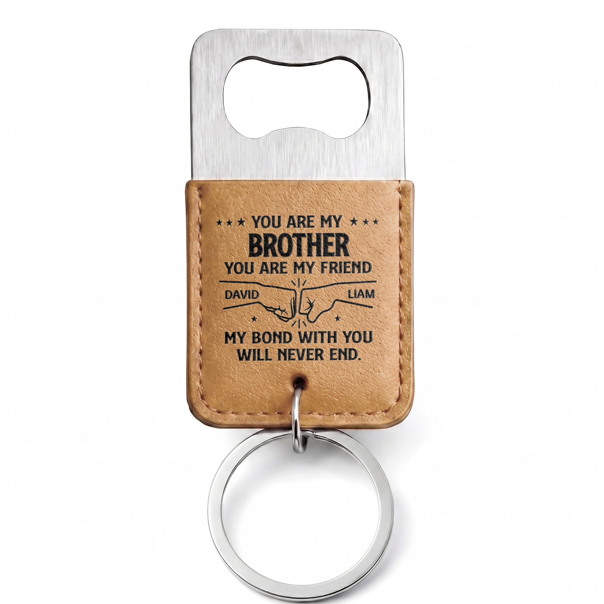 Personalized Leather Bottle Opener Keychain Custom Name Gift for Brother Leather Bottle Opener Keychain GradoCreations