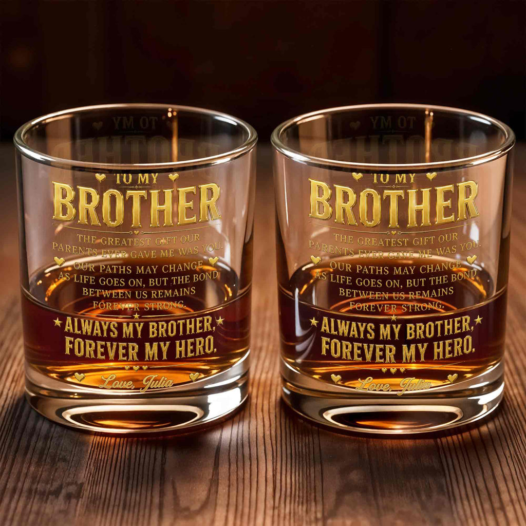 Personalized Custom Whiskey Glass Gift for Brother - 2-Sided Print Whiskey Glass GradoCreations