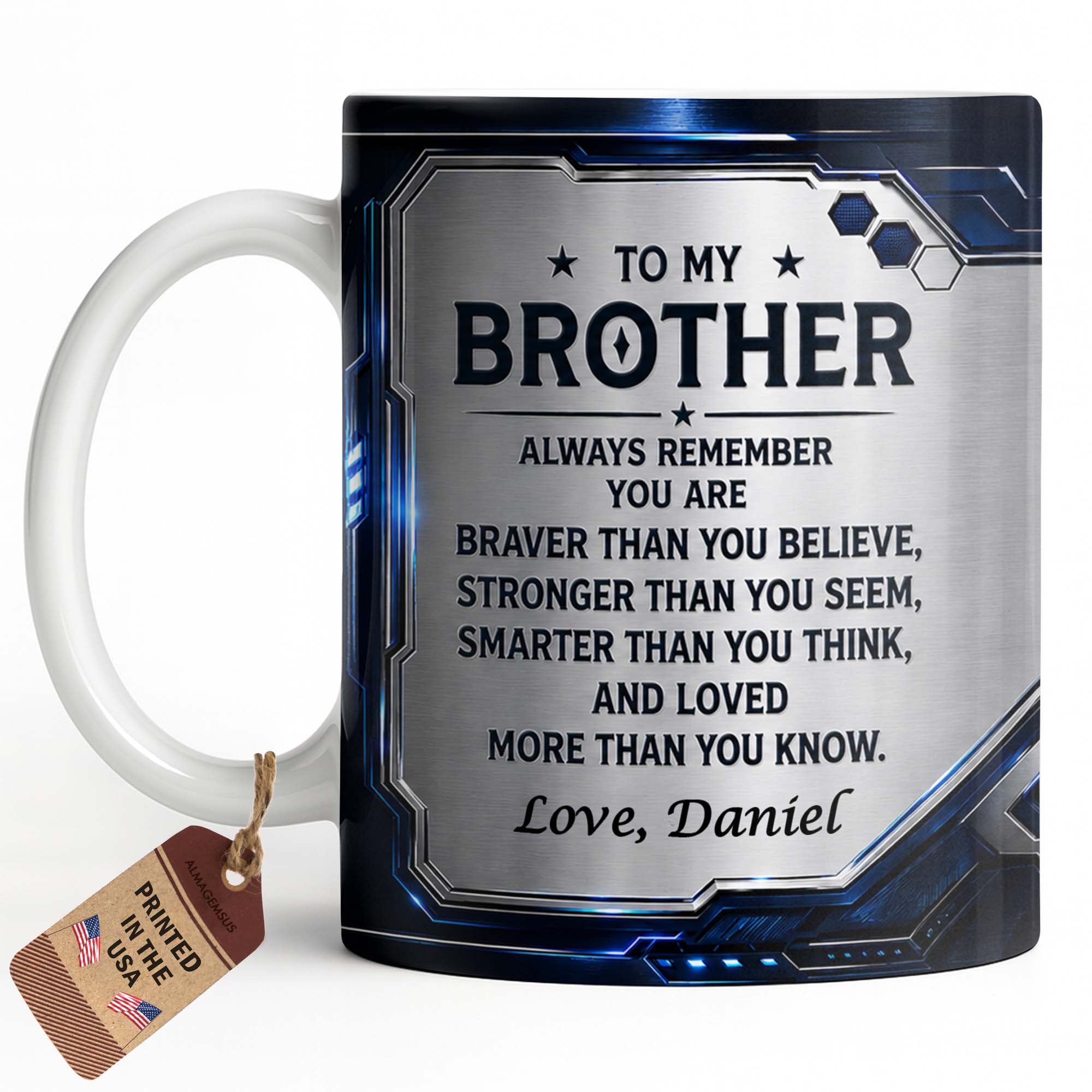 Personalized Coffee Mug for Brother Custom Message Gift Edge-to-edge Mug GradoCreations