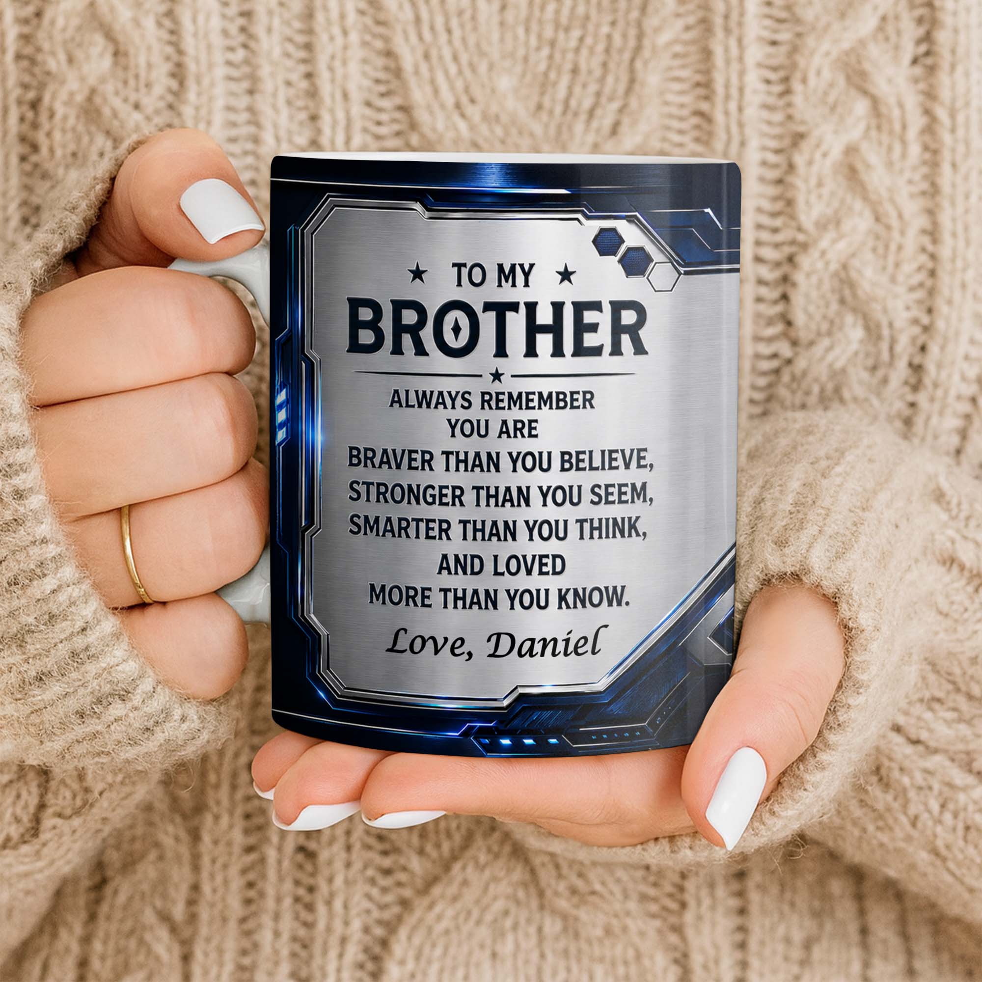Personalized Coffee Mug for Brother Custom Message Gift Edge-to-edge Mug GradoCreations