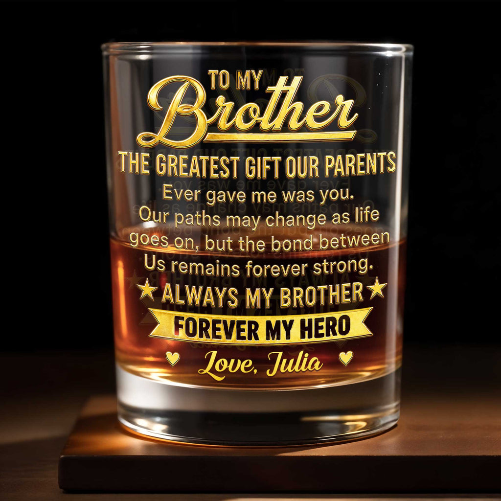 Personalized Custom Whiskey Glass Gift for Brother - 8oz & 11oz Whiskey Glass GradoCreations