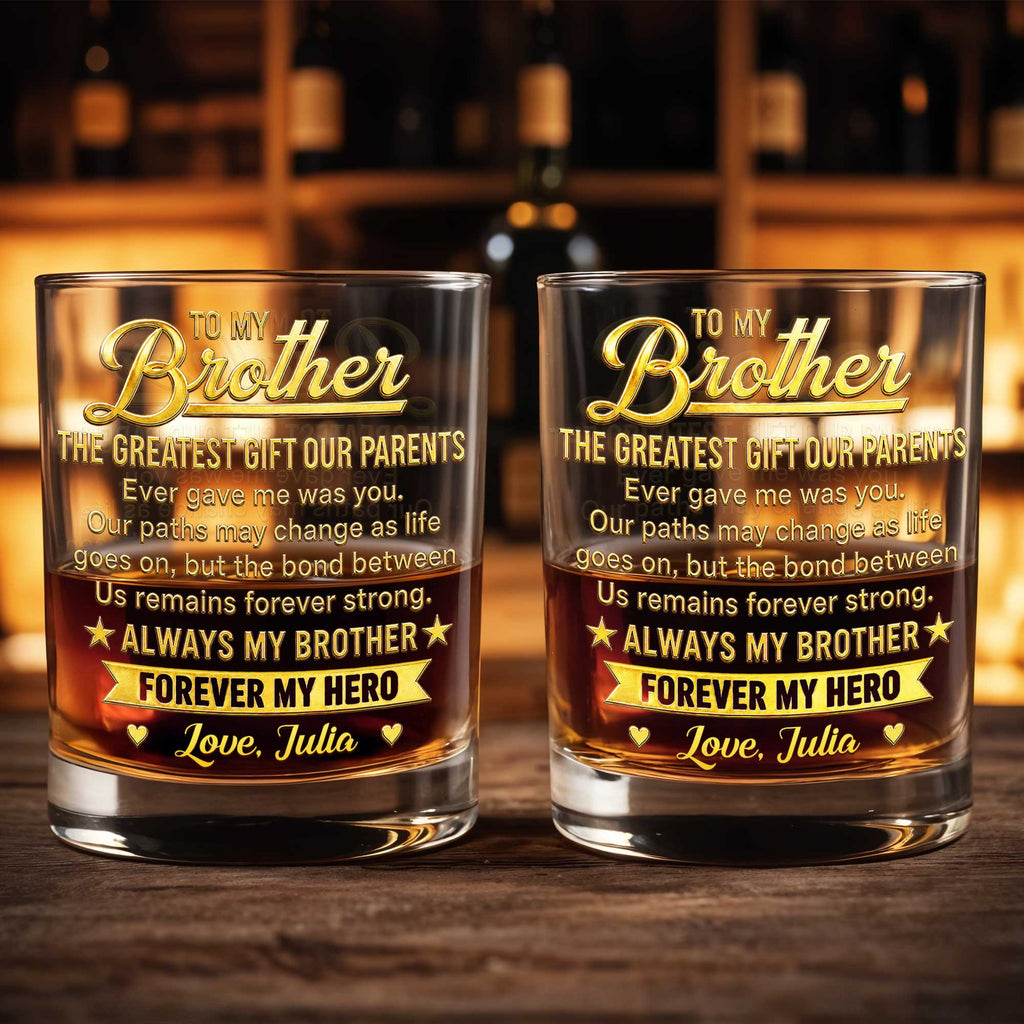 Personalized Custom Whiskey Glass Gift for Brother - 8oz & 11oz Whiskey Glass GradoCreations