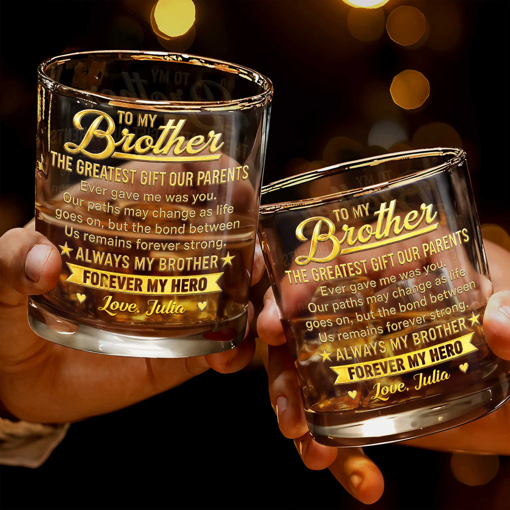 Personalized Custom Whiskey Glass Gift for Brother - 8oz & 11oz Whiskey Glass GradoCreations