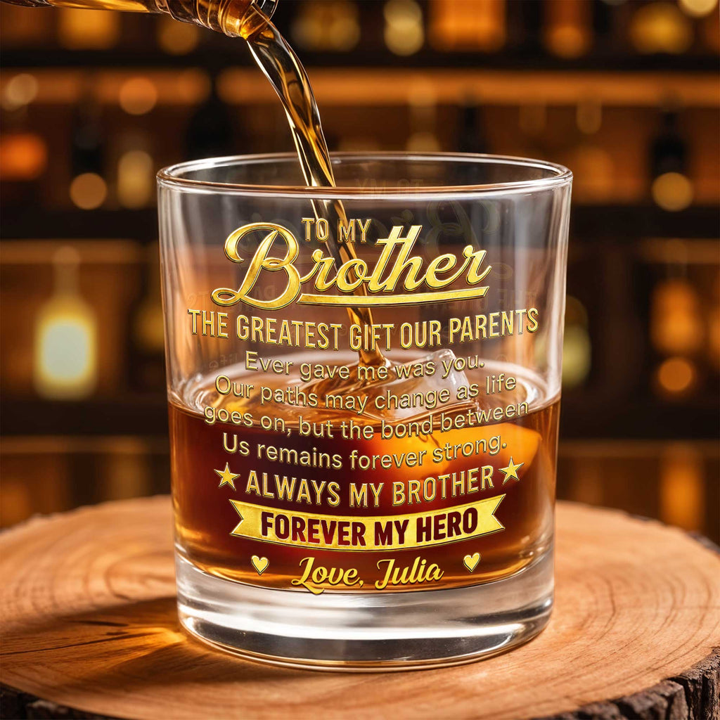 Personalized Custom Whiskey Glass Gift for Brother - 8oz & 11oz Whiskey Glass GradoCreations