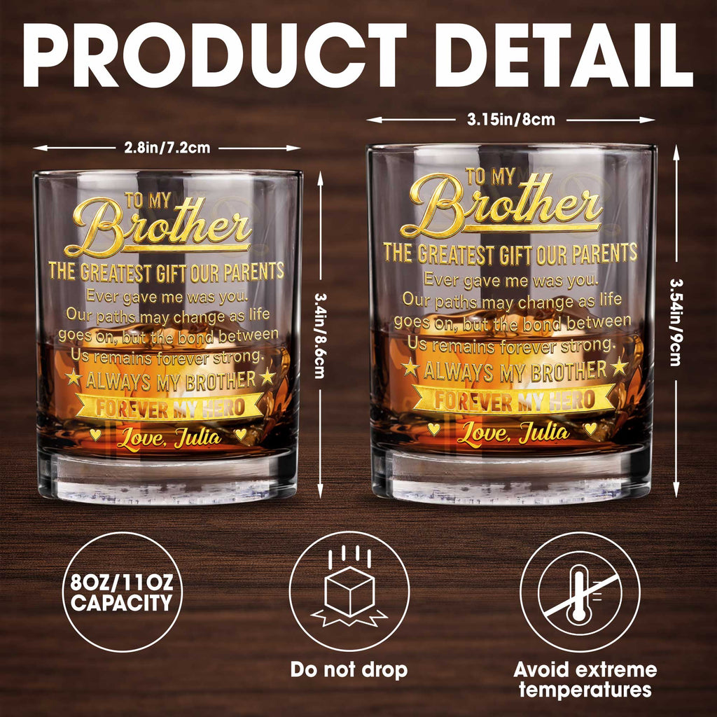Personalized Custom Whiskey Glass Gift for Brother - 8oz & 11oz Whiskey Glass GradoCreations