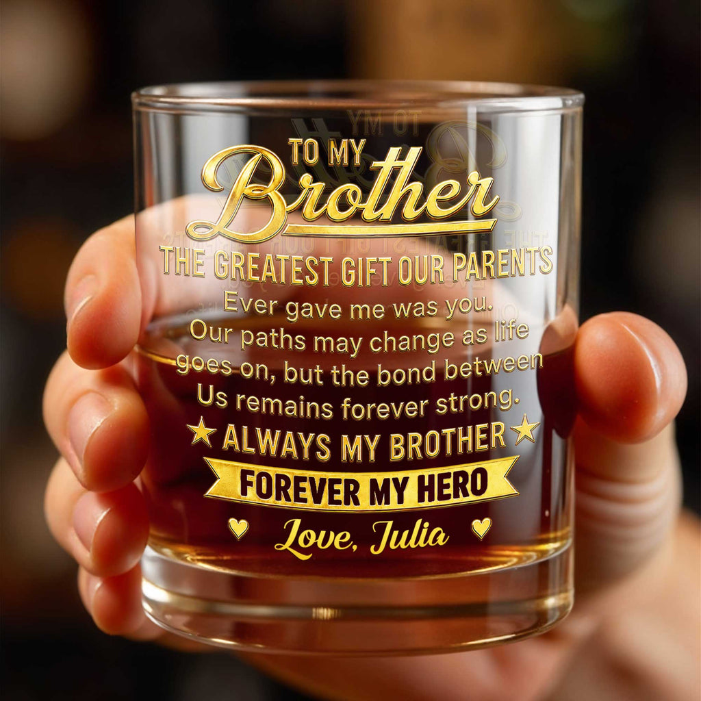 Personalized Custom Whiskey Glass Gift for Brother - 8oz & 11oz Whiskey Glass GradoCreations