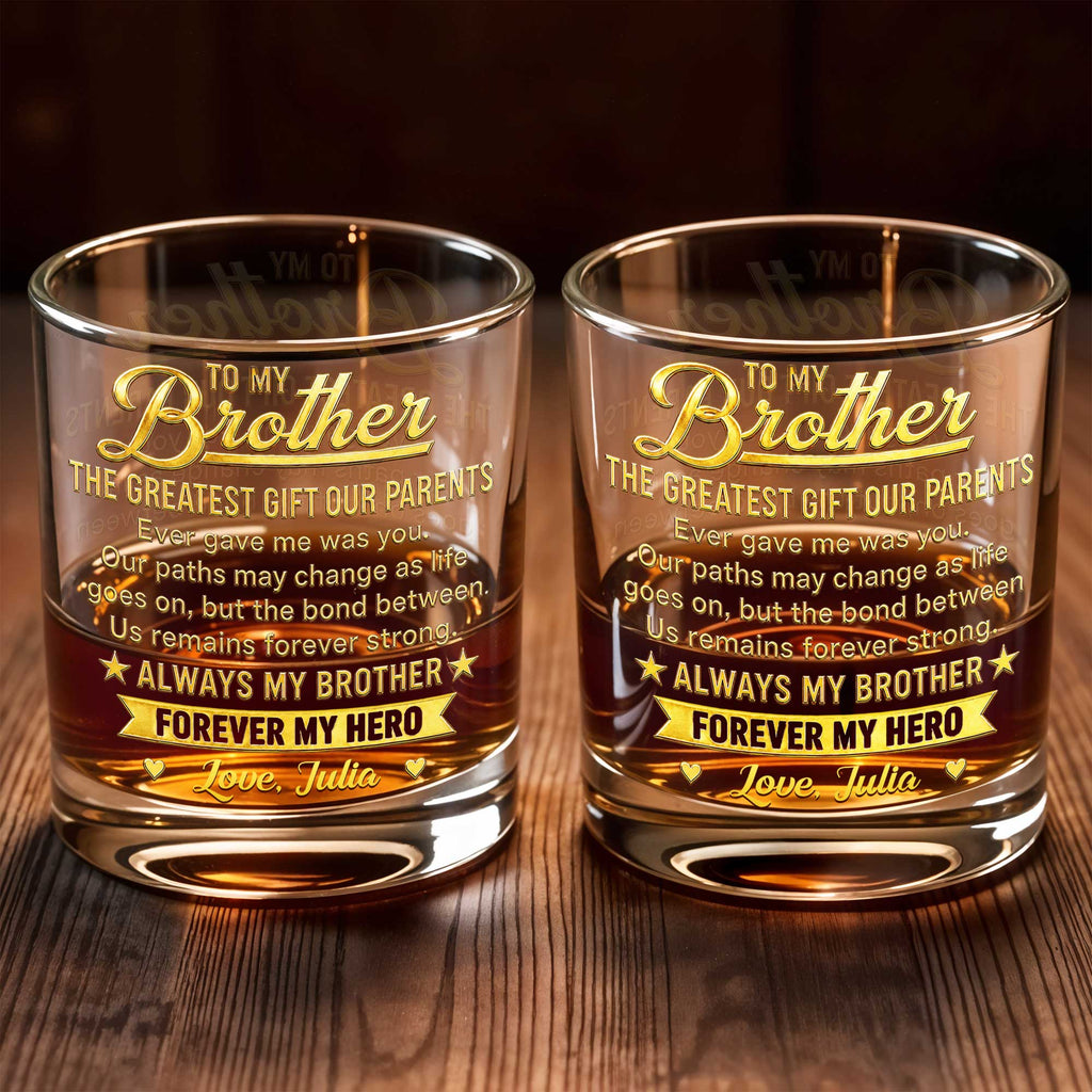 Personalized Custom Whiskey Glass Gift for Brother - 8oz & 11oz Whiskey Glass GradoCreations