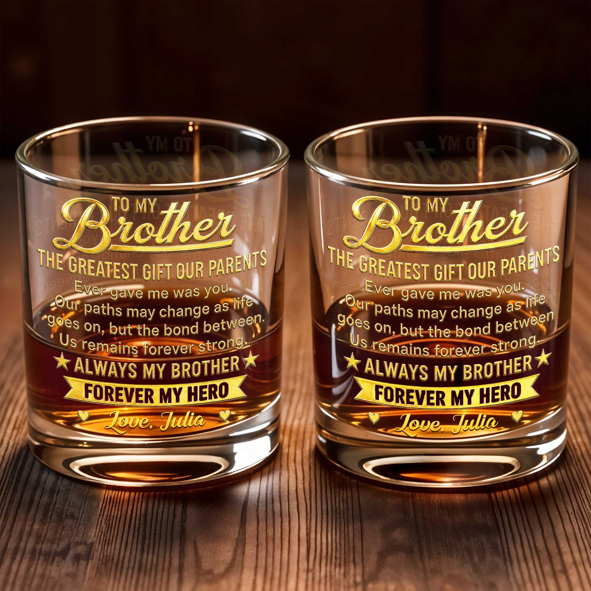 Personalized Custom Whiskey Glass Gift for Brother - 8oz & 11oz Whiskey Glass GradoCreations