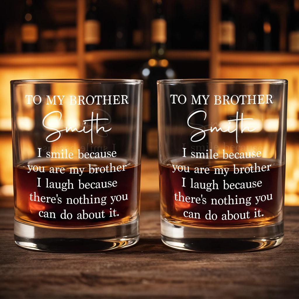 Personalized Custom Whiskey Glass Gift for Brother - Unique Keepsake Whiskey Glass GradoCreations