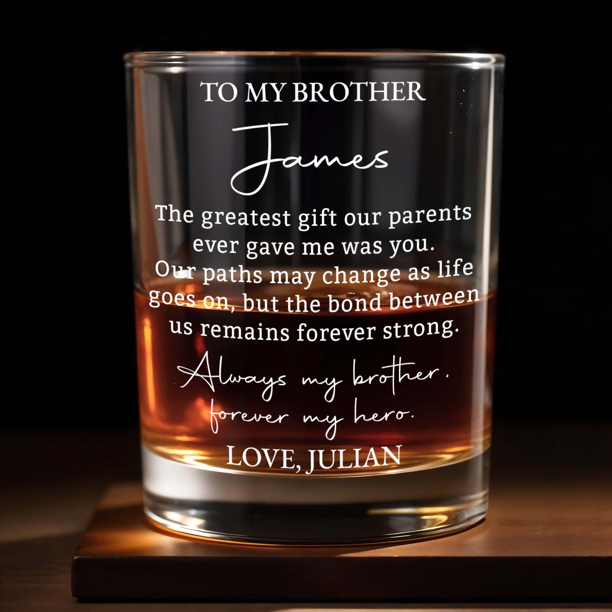 Personalized Custom Whiskey Glass Gift for Brother - 8oz/11oz Whiskey Glass GradoCreations
