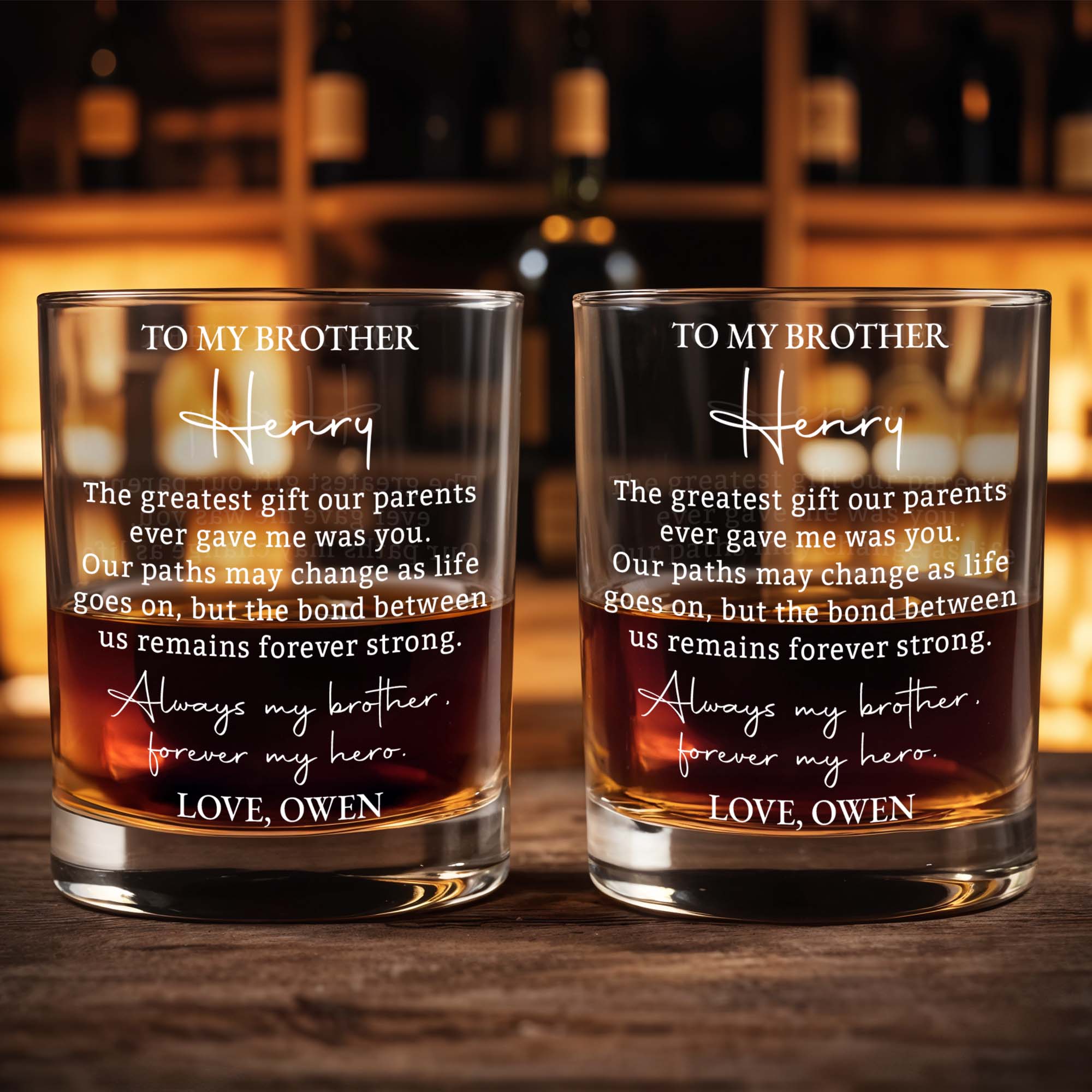 Personalized Custom Whiskey Glass Gift for Brother - 8oz/11oz Whiskey Glass GradoCreations