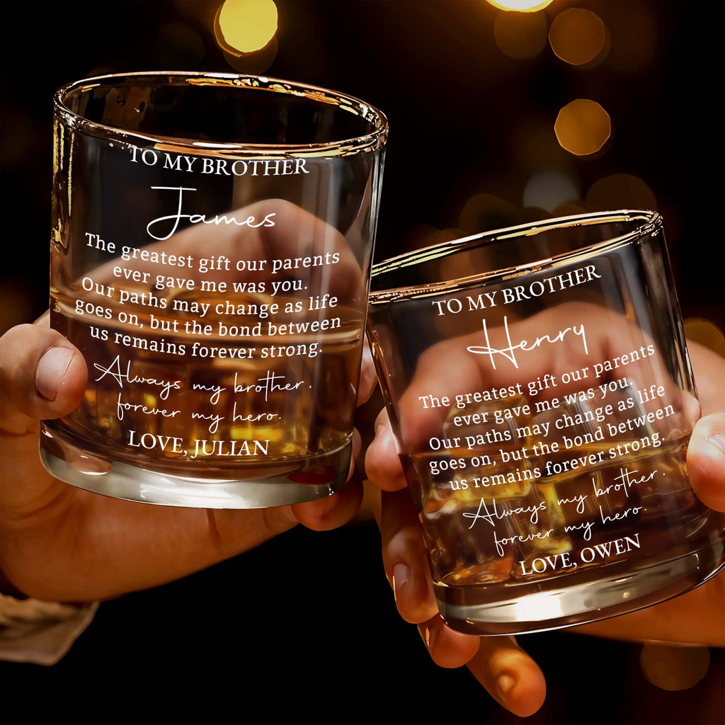 Personalized Custom Whiskey Glass Gift for Brother - 8oz/11oz Whiskey Glass GradoCreations