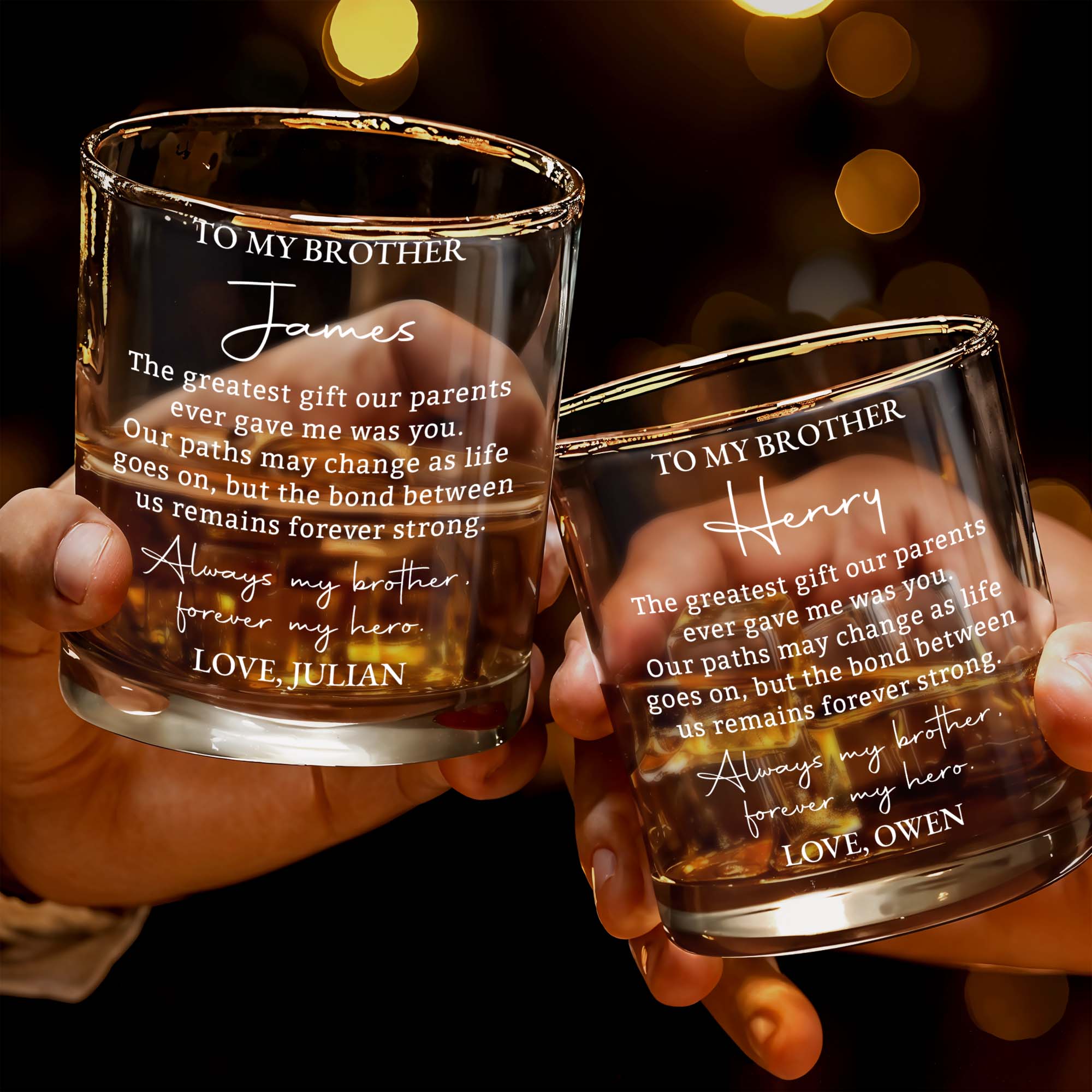 Personalized Custom Whiskey Glass Gift for Brother - 8oz/11oz Whiskey Glass GradoCreations