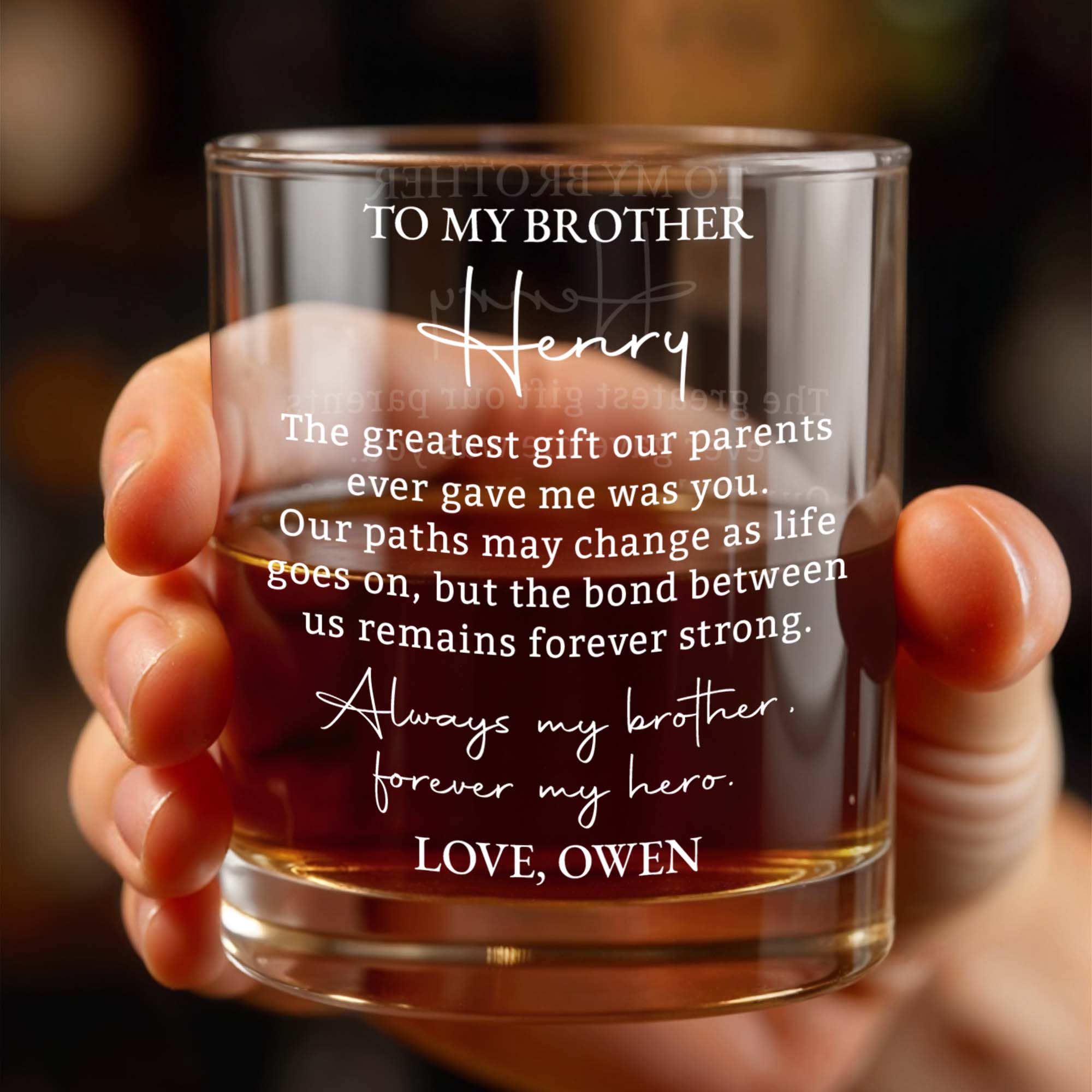 Personalized Custom Whiskey Glass Gift for Brother - 8oz/11oz Whiskey Glass GradoCreations