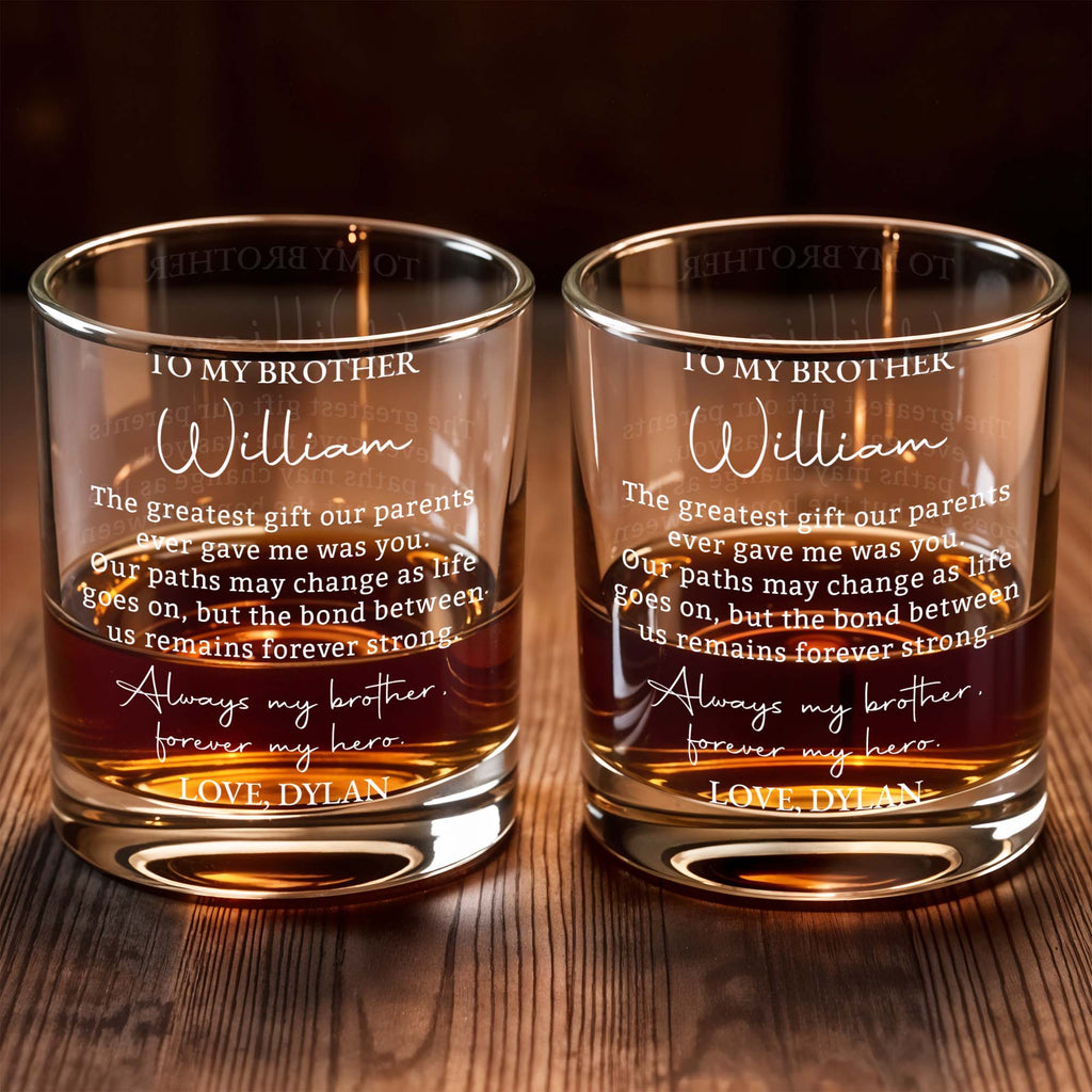 Personalized Custom Whiskey Glass Gift for Brother - 8oz/11oz Whiskey Glass GradoCreations