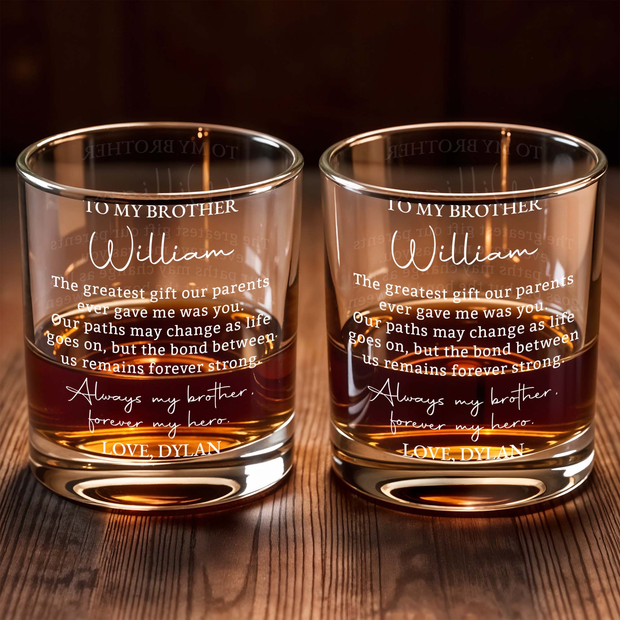 Personalized Custom Whiskey Glass Gift for Brother - 8oz/11oz Whiskey Glass GradoCreations