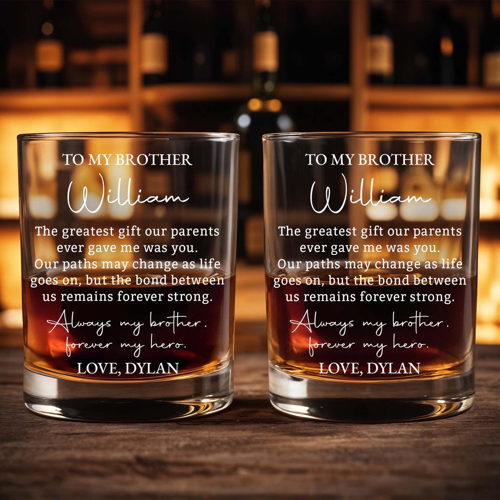 Personalized Custom Whiskey Glass Gift for Brother - 8oz/11oz Whiskey Glass GradoCreations