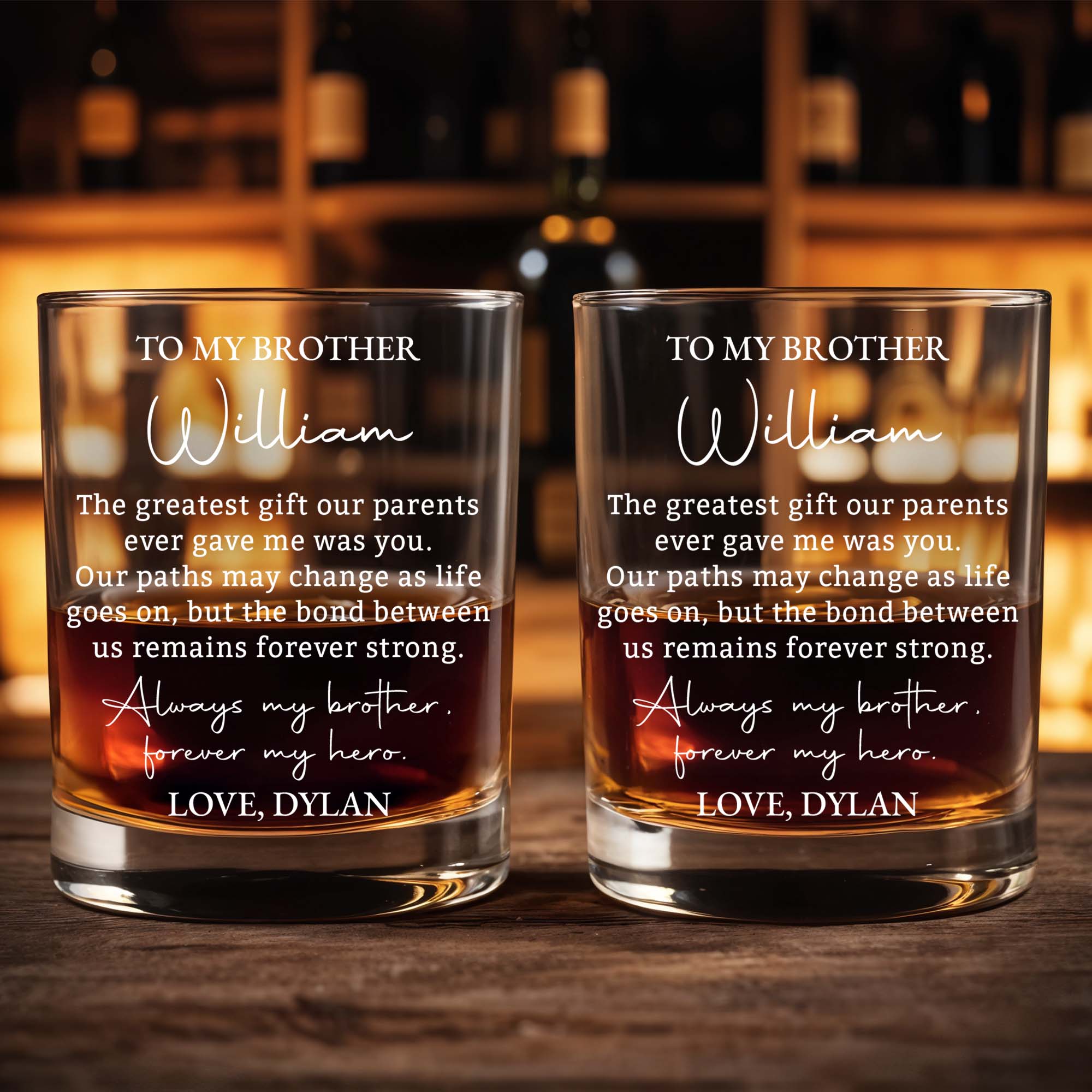 Personalized Custom Whiskey Glass Gift for Brother - 8oz/11oz Whiskey Glass GradoCreations