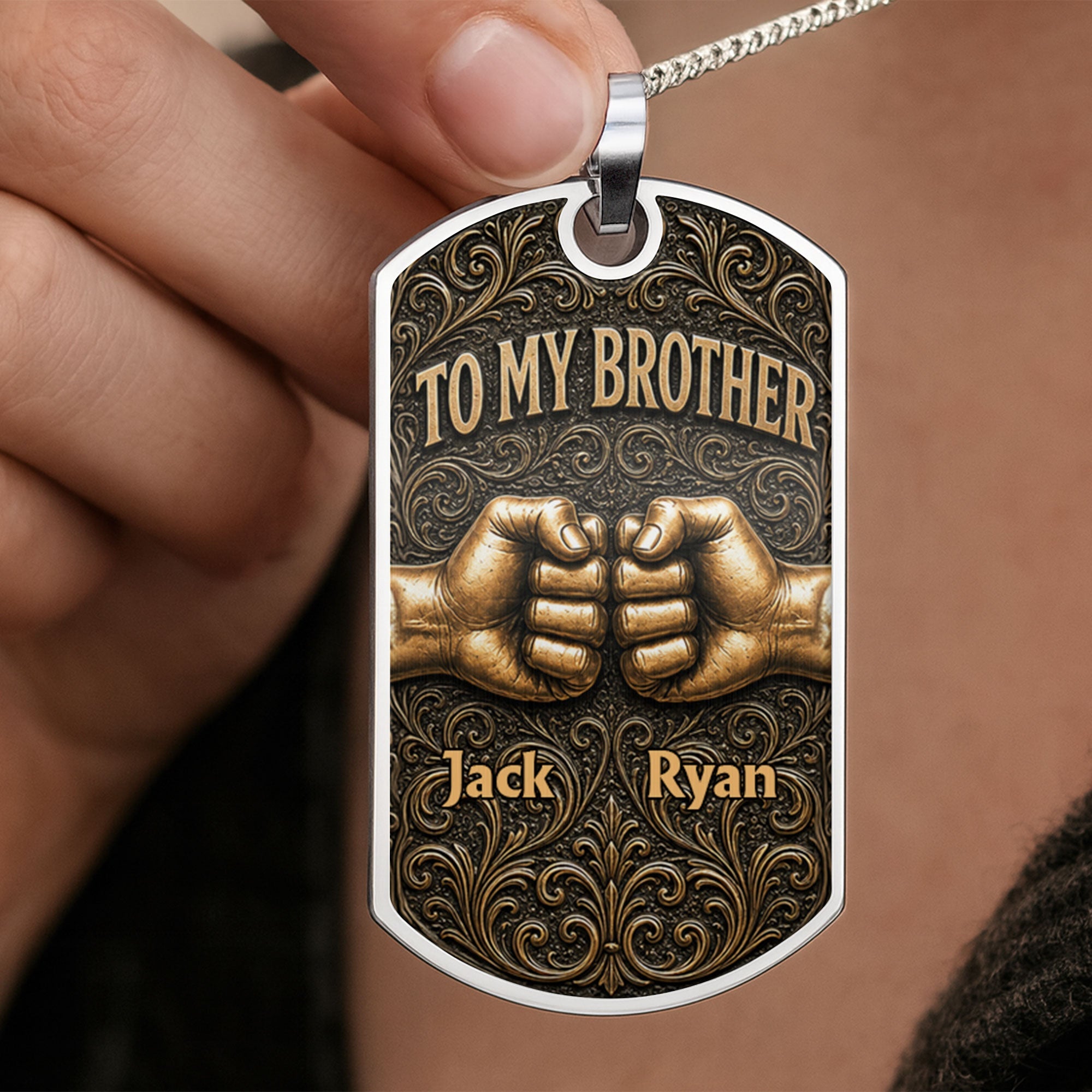 Personalized Dog Tag Necklace for Brother | Custom Keepsake Gift Dog Tag Necklace GradoCreations